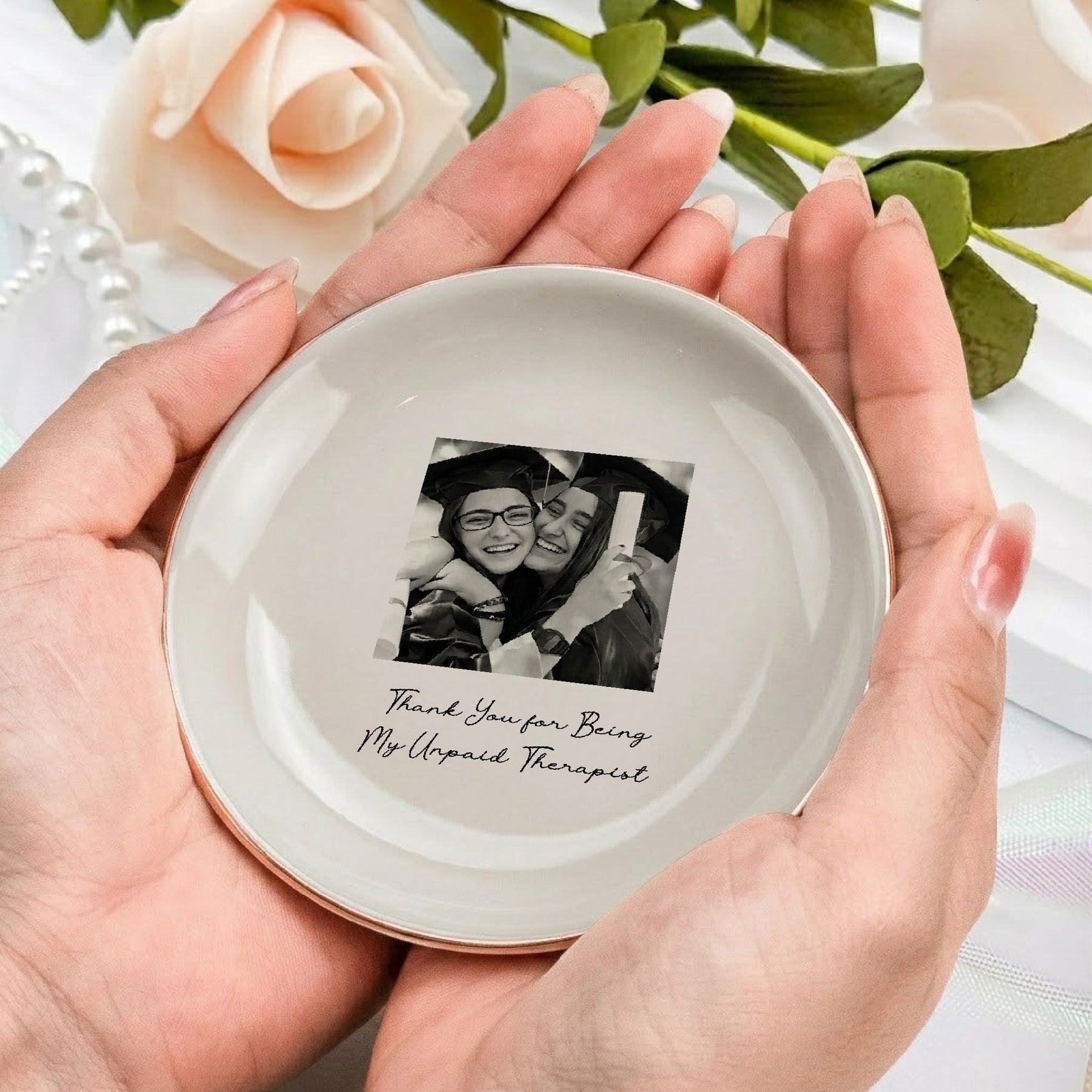 Graduation Photo Trinket Dish Gift For Her, Daughter, Besties - Personalized Jewelry Dish