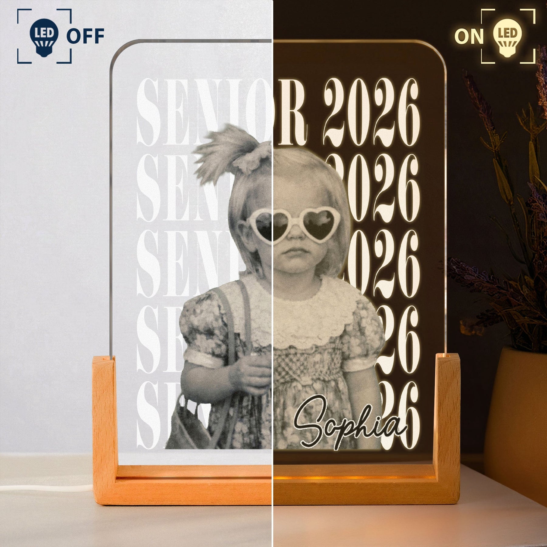 Graduation Senior Vintage Photo - Personalized Night Light