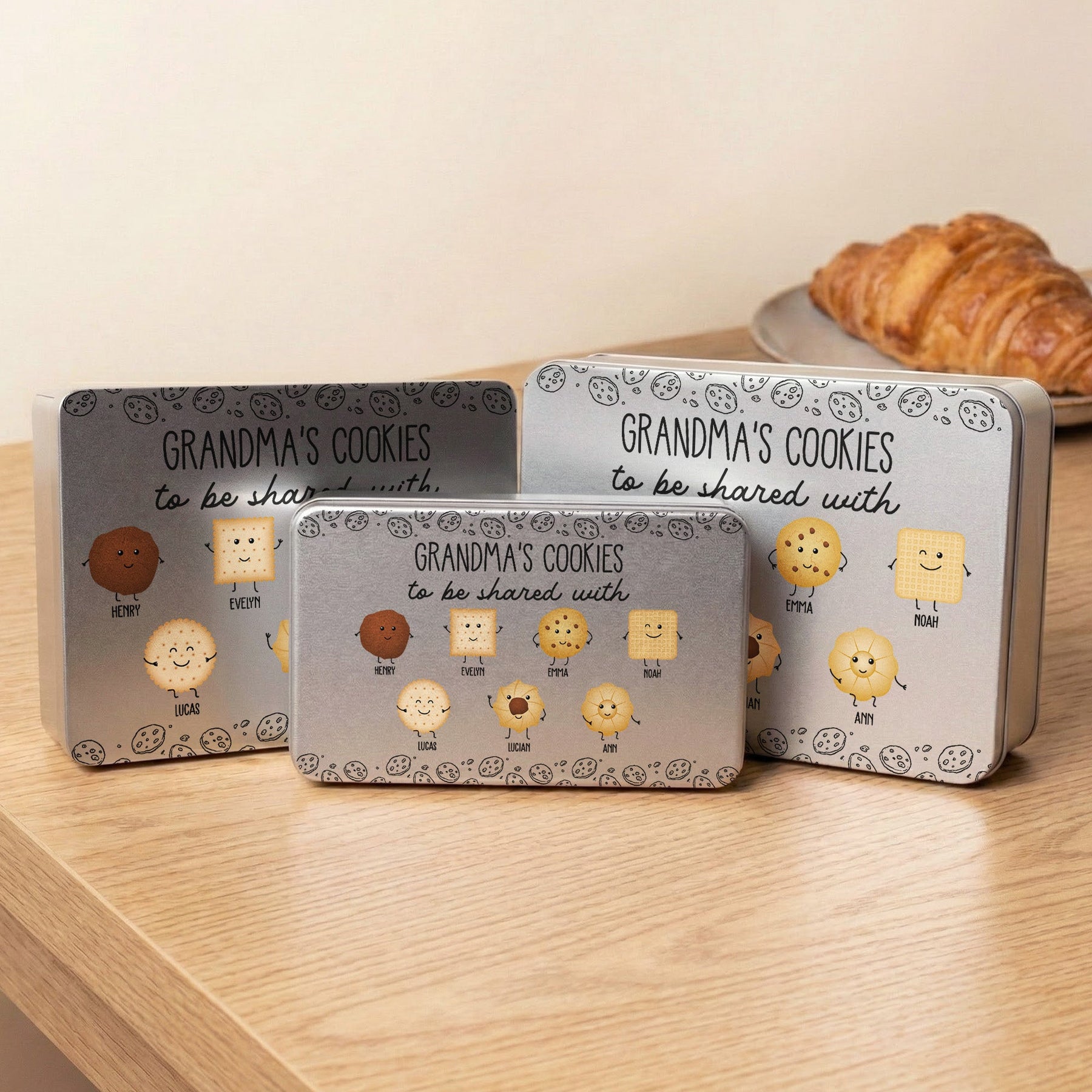 Grandma's Cookie Tin Custom Grandkids' Names - Personalized Cookie Tin Box