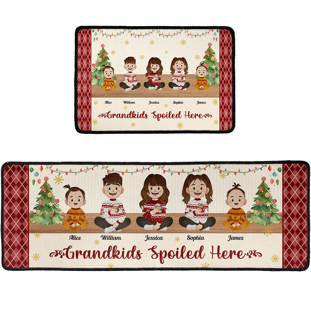 Grandkids Spoiled Here Folk Art - Personalized Runner Rug