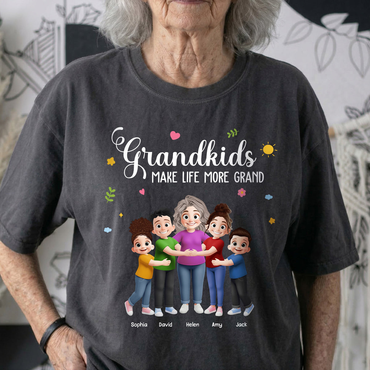 Grandkids Make Life More Grand Grandma Hug - Personalized Shirt