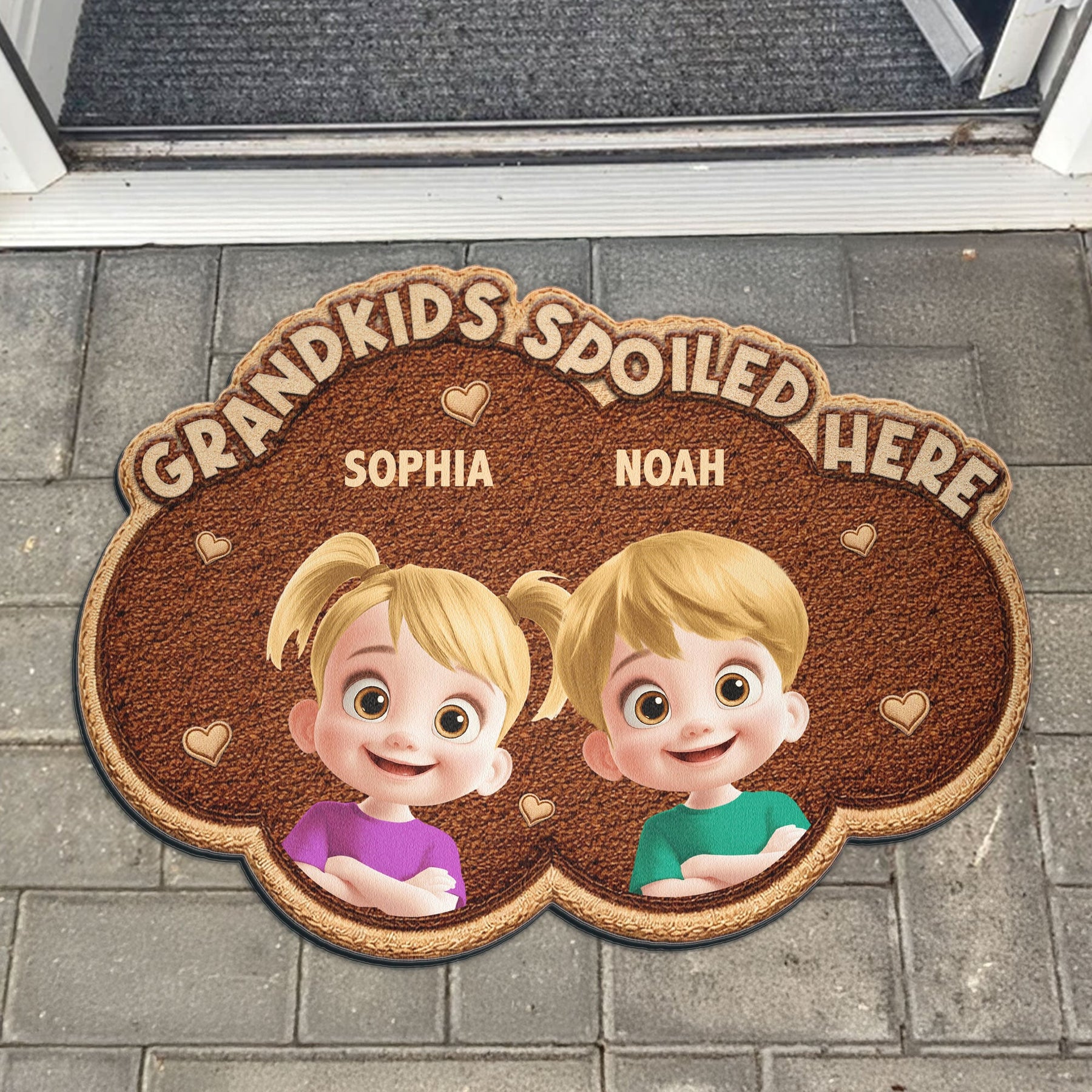Grandkids Spoiled Here - For Grandma, Grandpa, Papa, Nana, Grandparents - Personalized Doormat