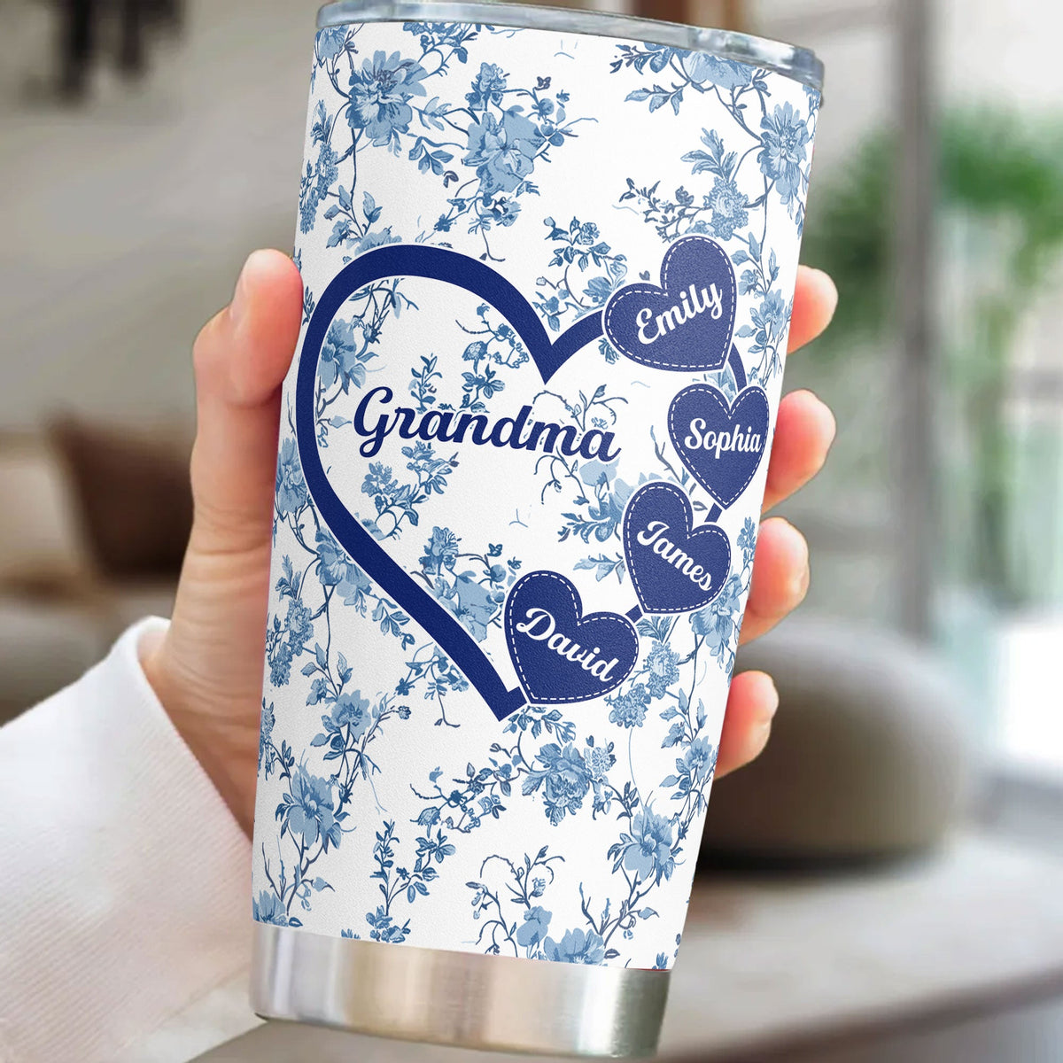 Grandma - Floral Version - Personalized Tumbler Cup