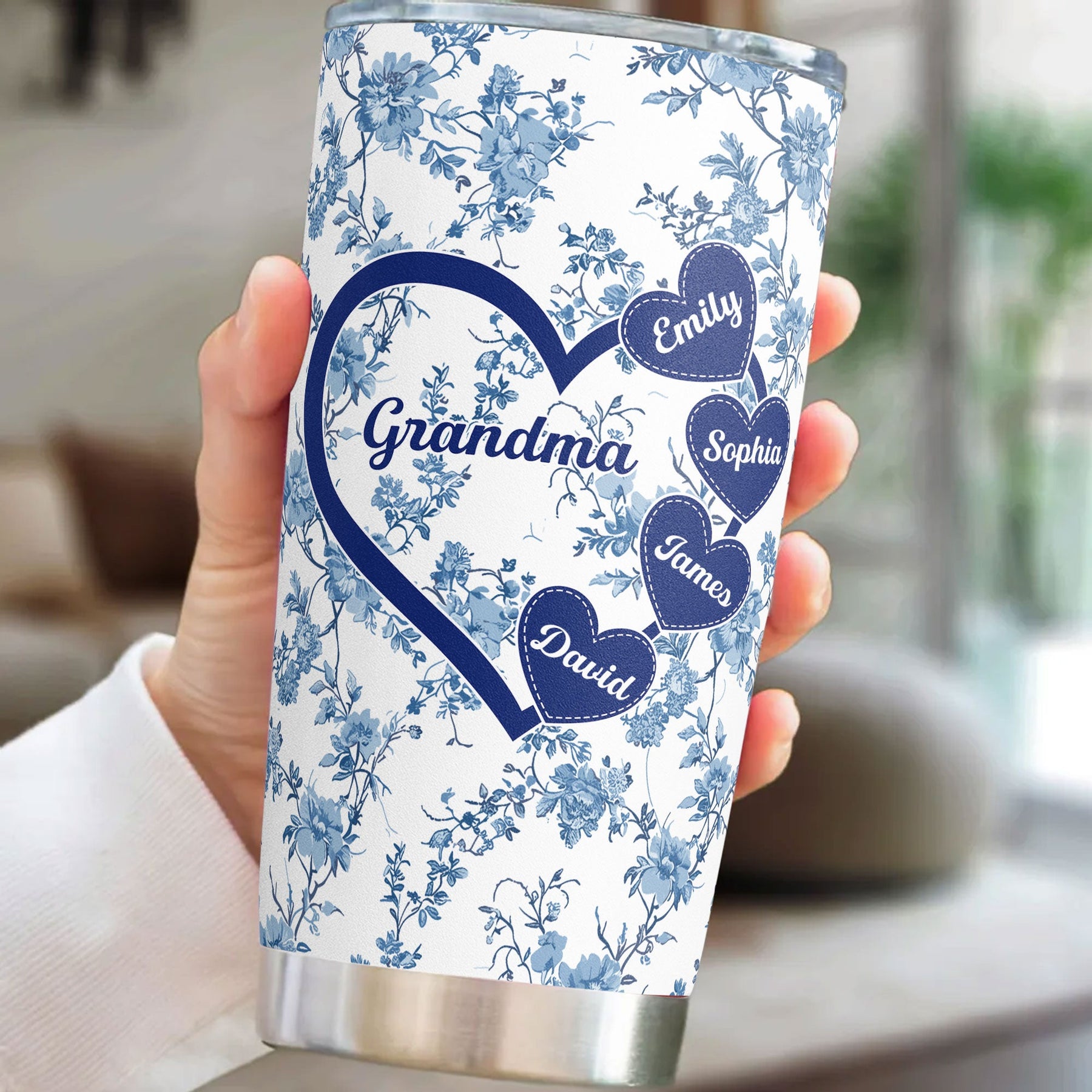 Grandma - Floral Version - Personalized Tumbler Cup