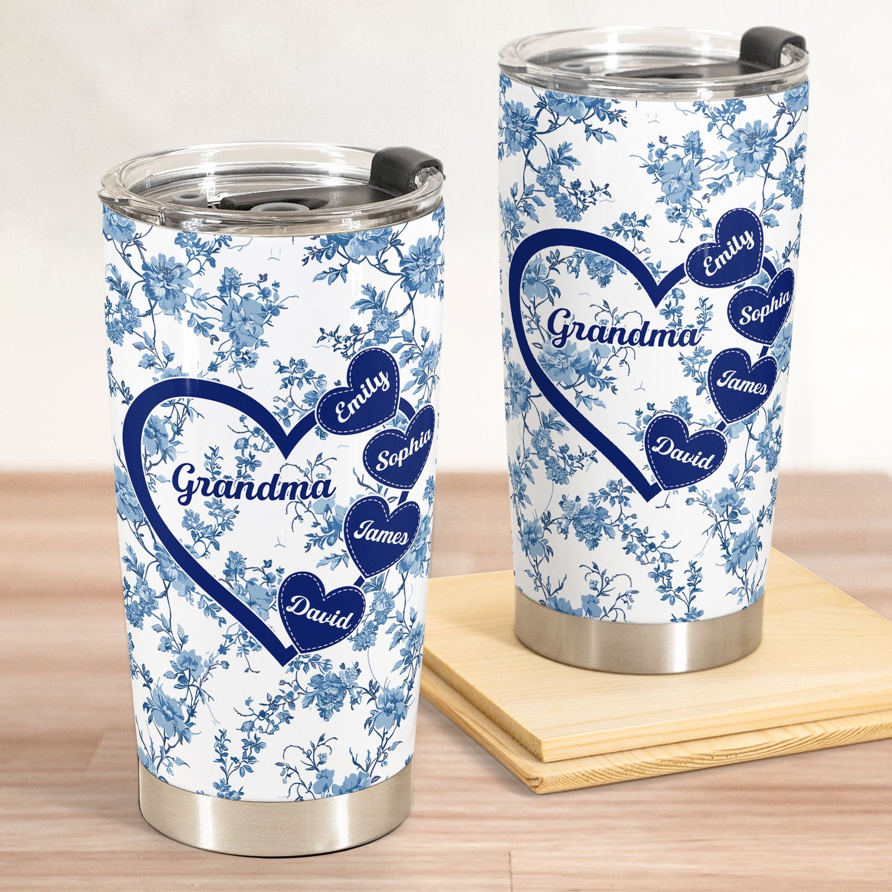 Grandma - Floral Version - Personalized Tumbler Cup