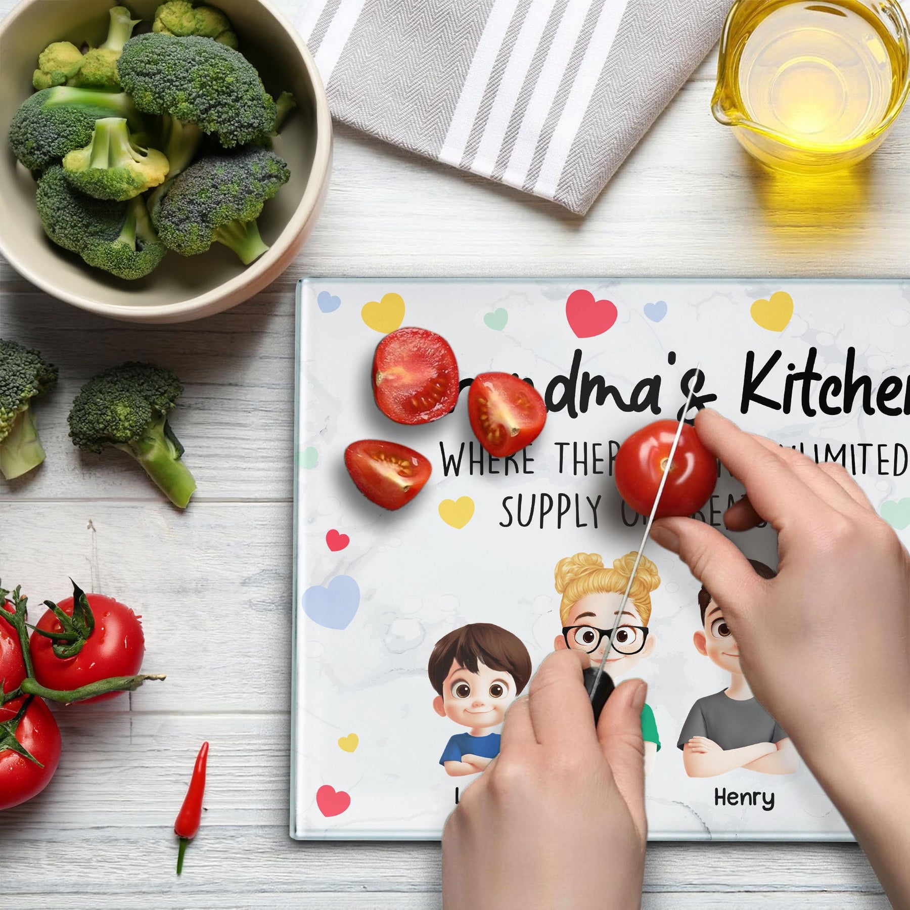 Grandma Kitchen - Personalized Glass Cutting Board