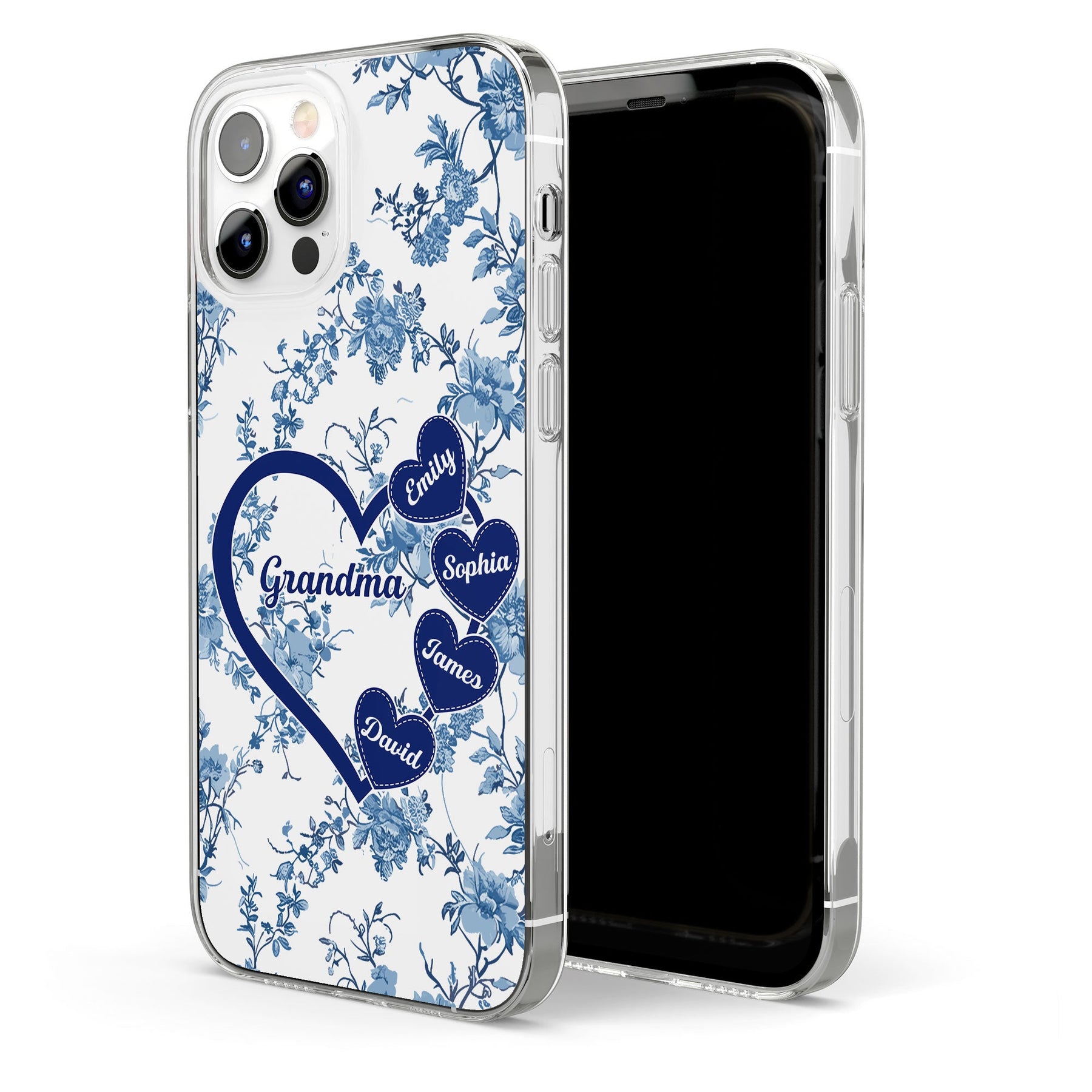 Grandma - Toile De Jouy Version - Personalized Clear Phone Case