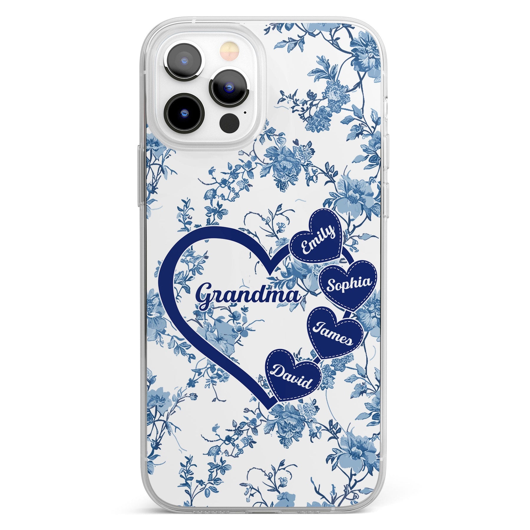 Grandma - Toile De Jouy Version - Personalized Clear Phone Case