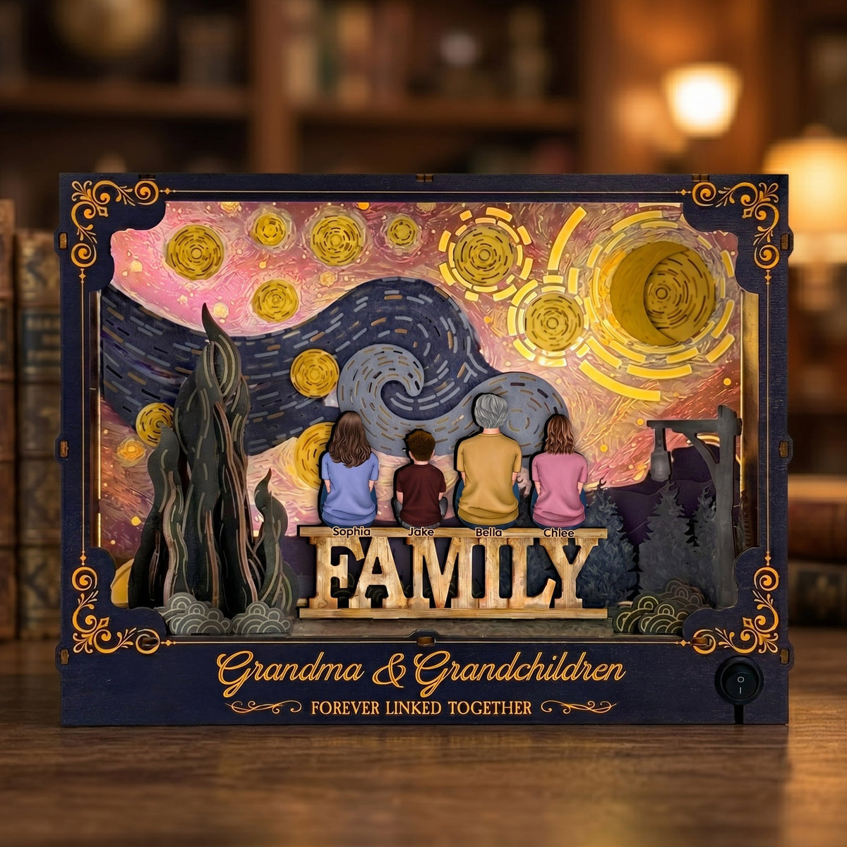 Grandma & Grandchildren Forever Linked Together - Personalized DIY Book Nook Kit