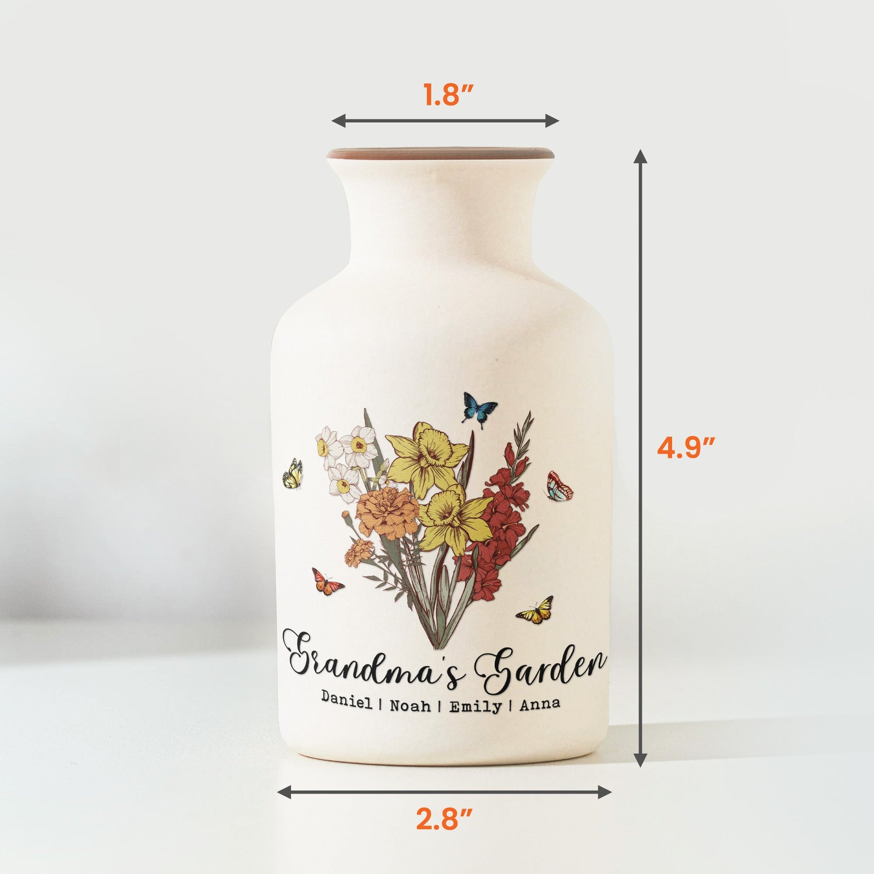 Grandma's Garden Bouquet - Personalized Vase (Only Vase, Flowers Excluded)