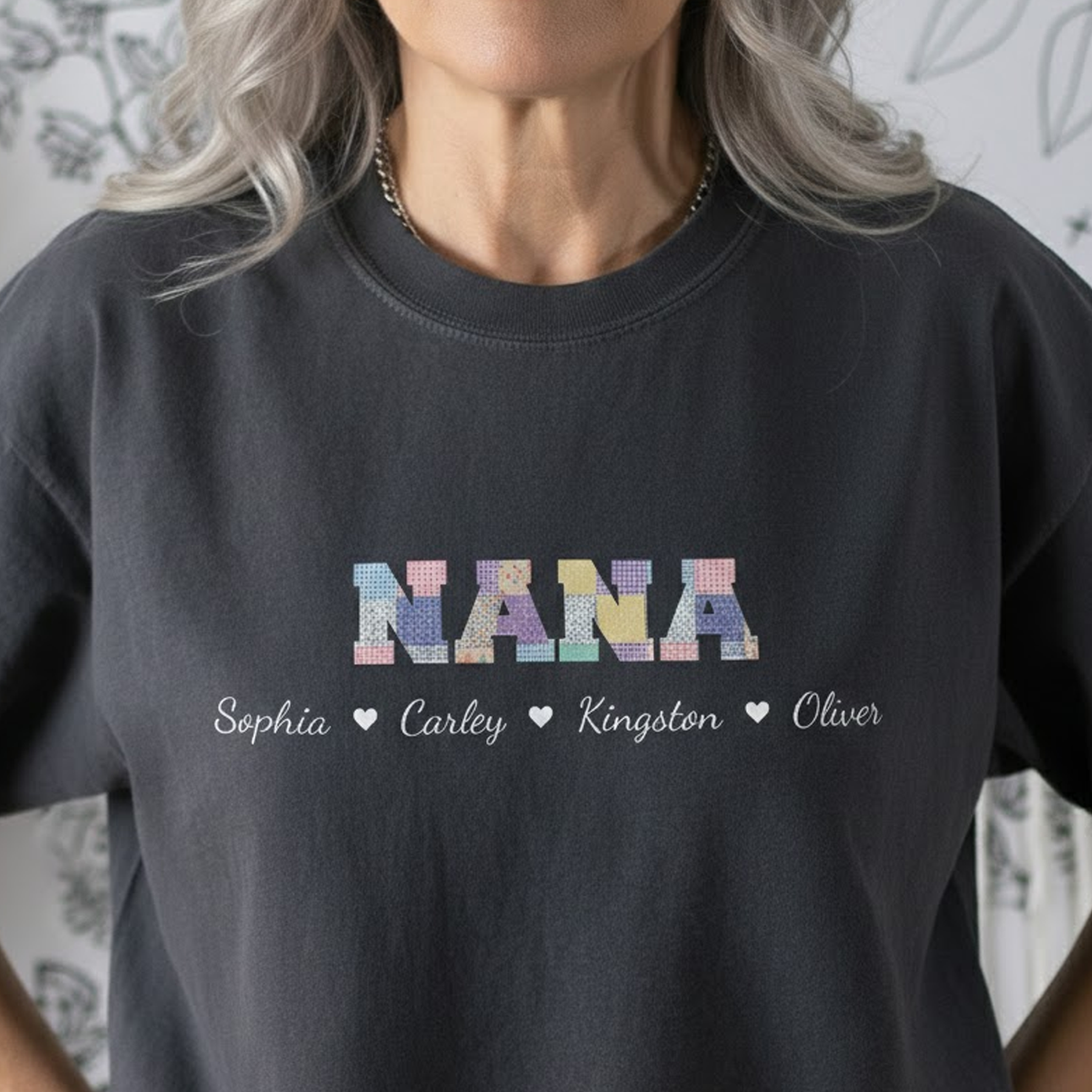 Grandma Title Patchwork Print - Personalized Shirt