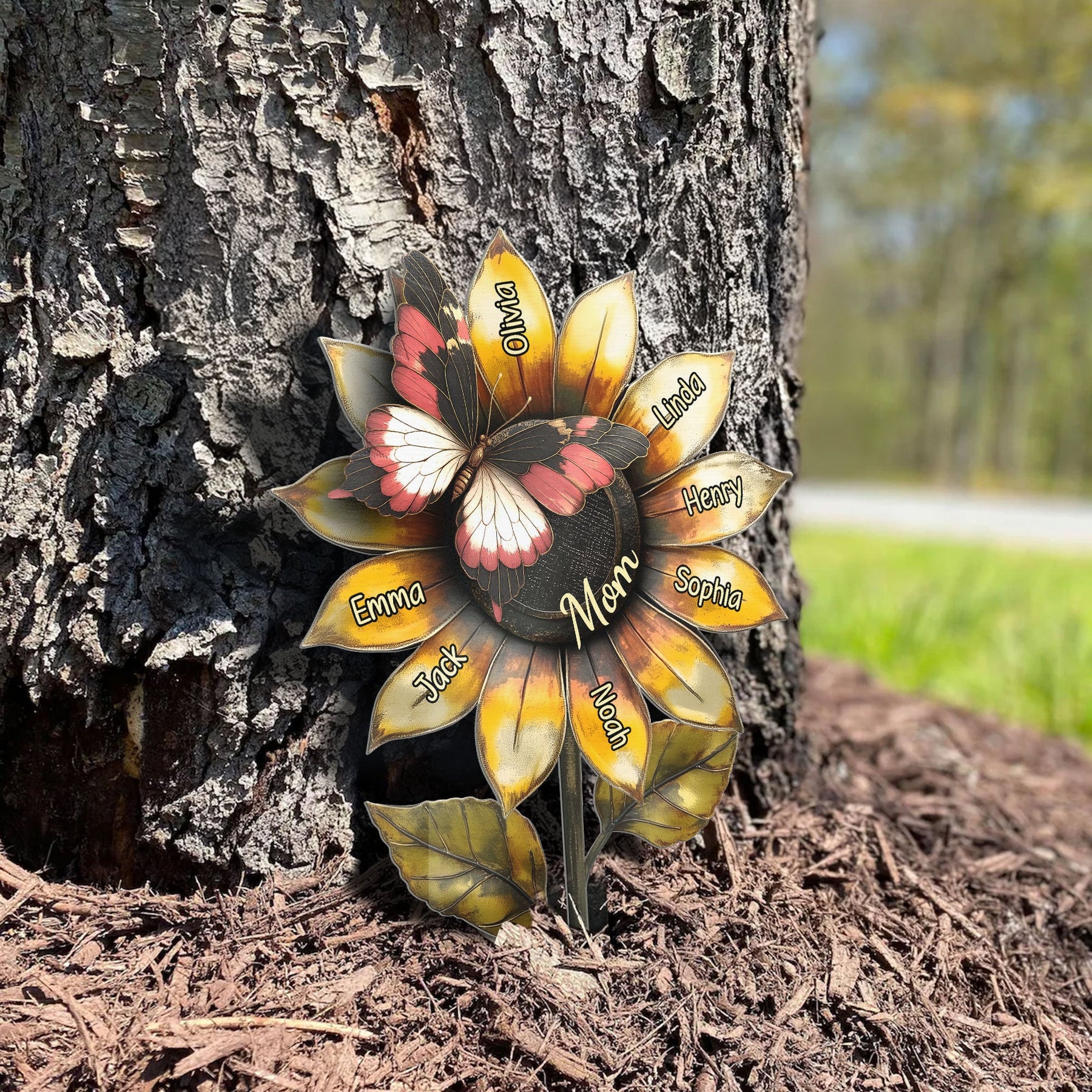 Grandma's Beautiful Sunflower Mom Mimi - Personalized Metal Garden Stake