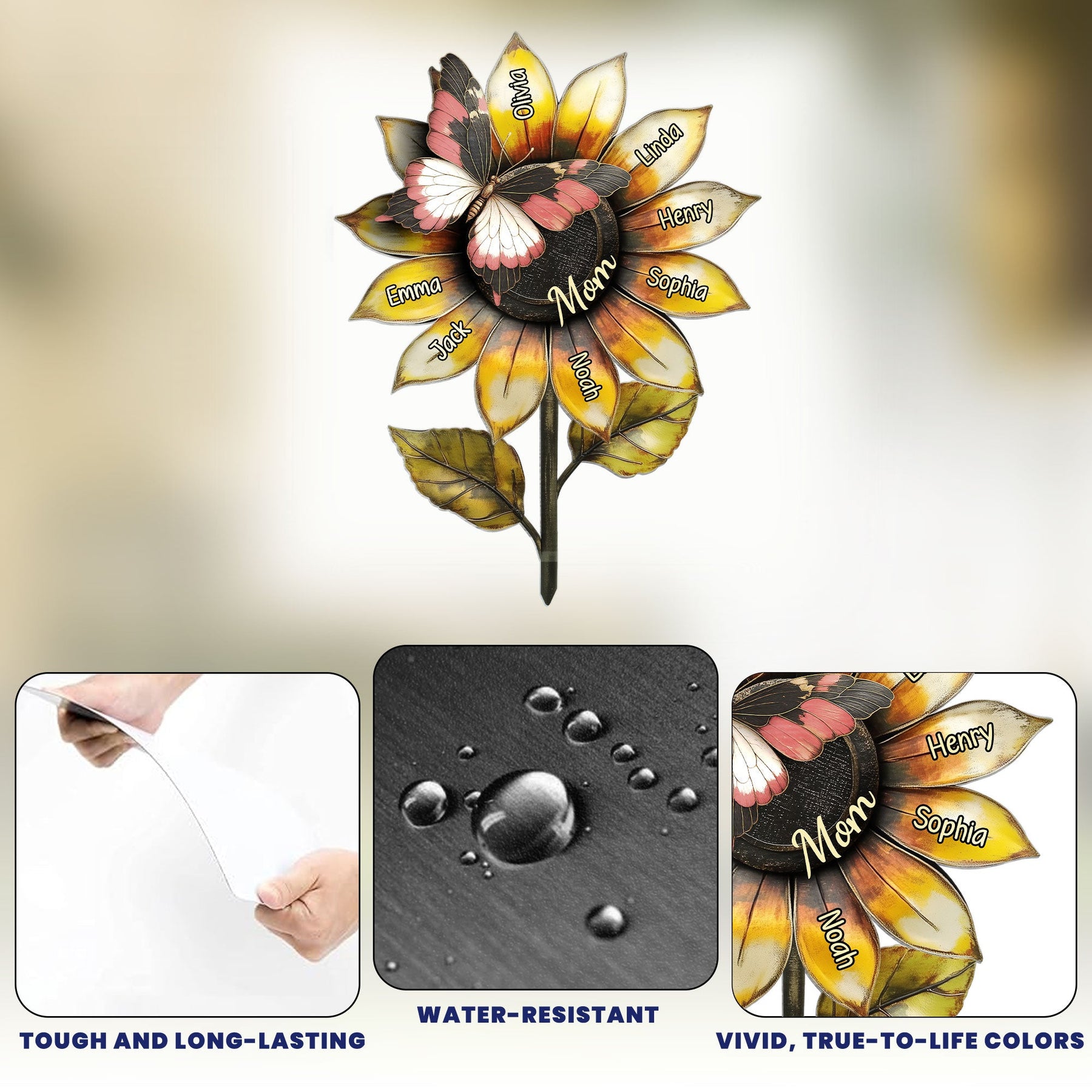 Grandma's Beautiful Sunflower Mom Mimi - Personalized Metal Garden Stake