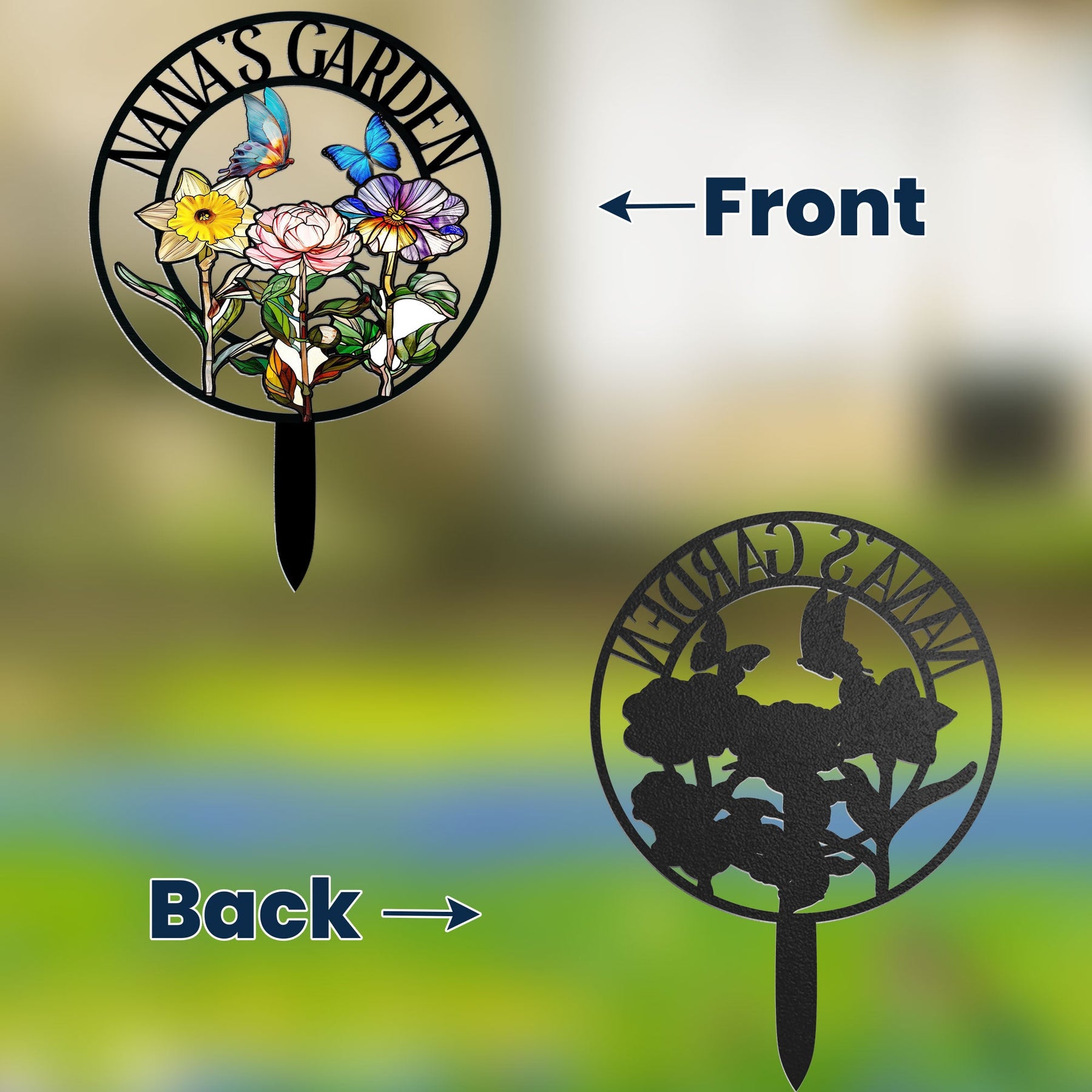 Grandma's Garden Birth Month Flowers - Personalized Metal Garden Stake