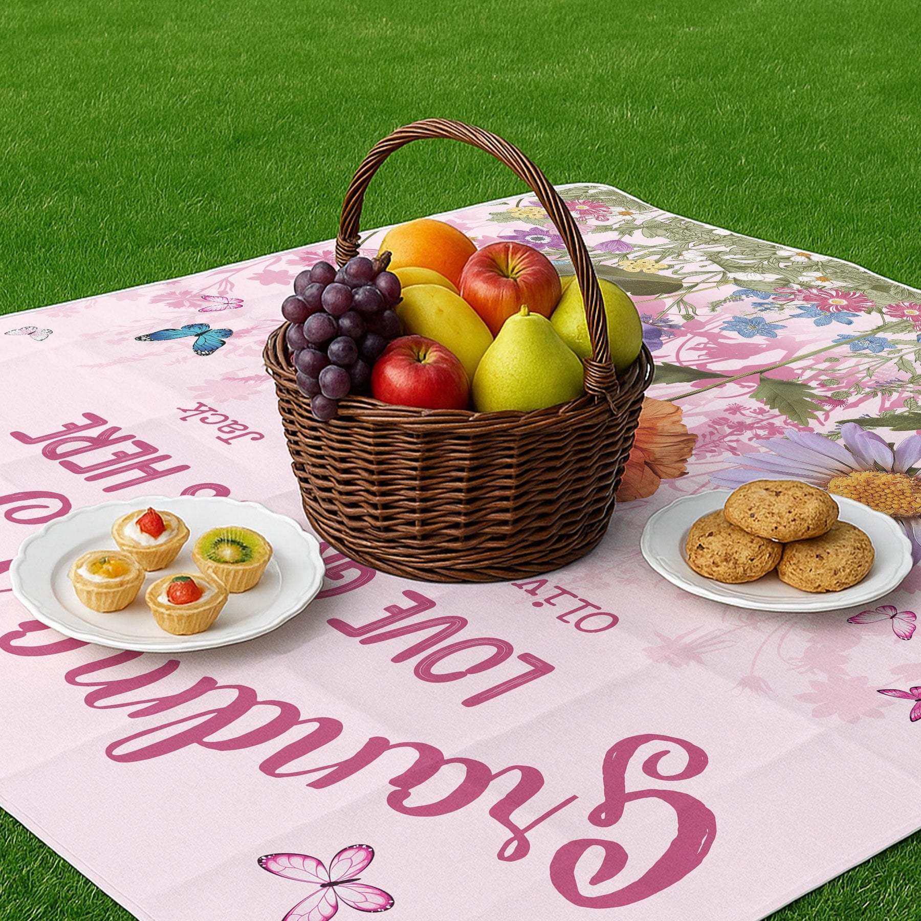 Grandma's Garden Love Grows Here - Personalized Picnic Blanket