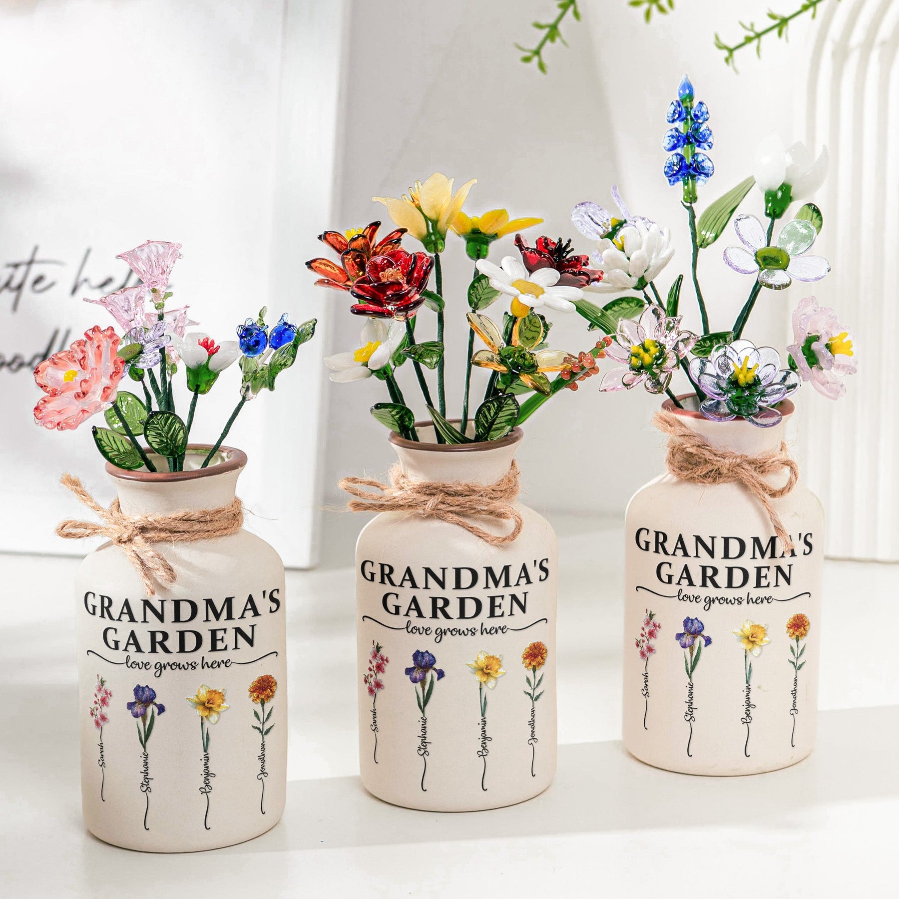Personalized Glass Birth Month Flowers