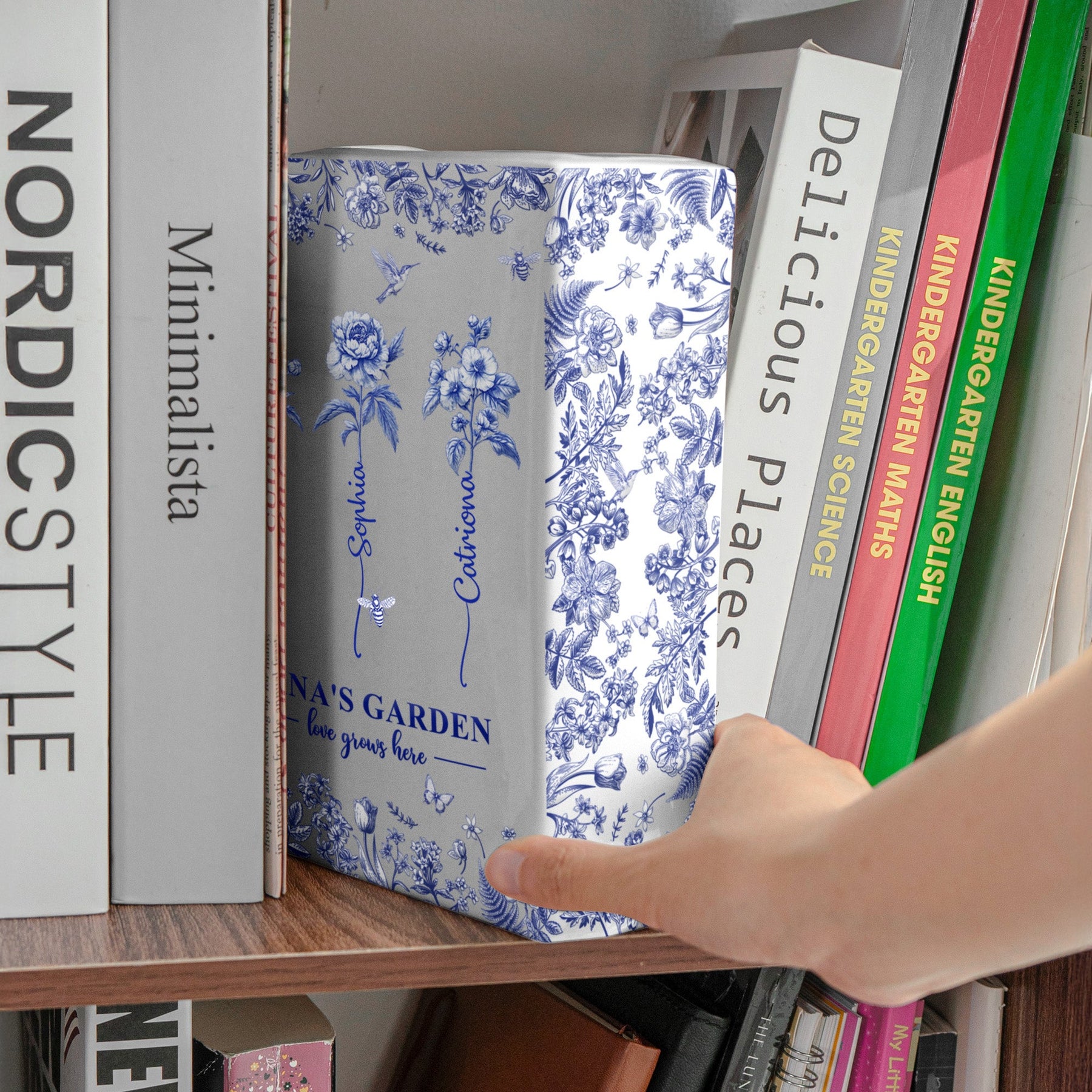 Grandma's Garden, Custom Grandkids' Birth Flowers - Toile De Jouy Style - Personalized Vase