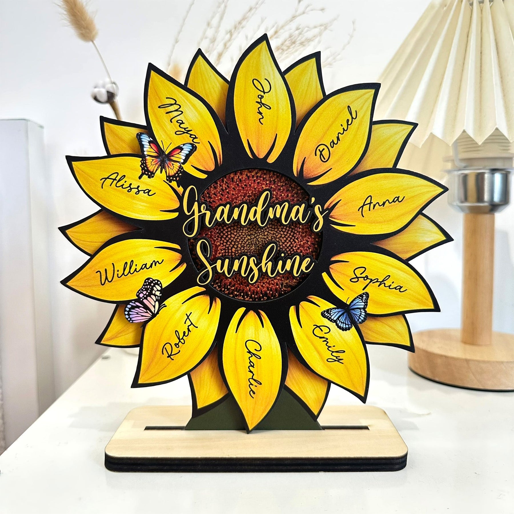 Grandma's Sunshine, Grandma's Garden Sunflowers For Nana, Mimi, Gigi - Personalized Wooden Plaque