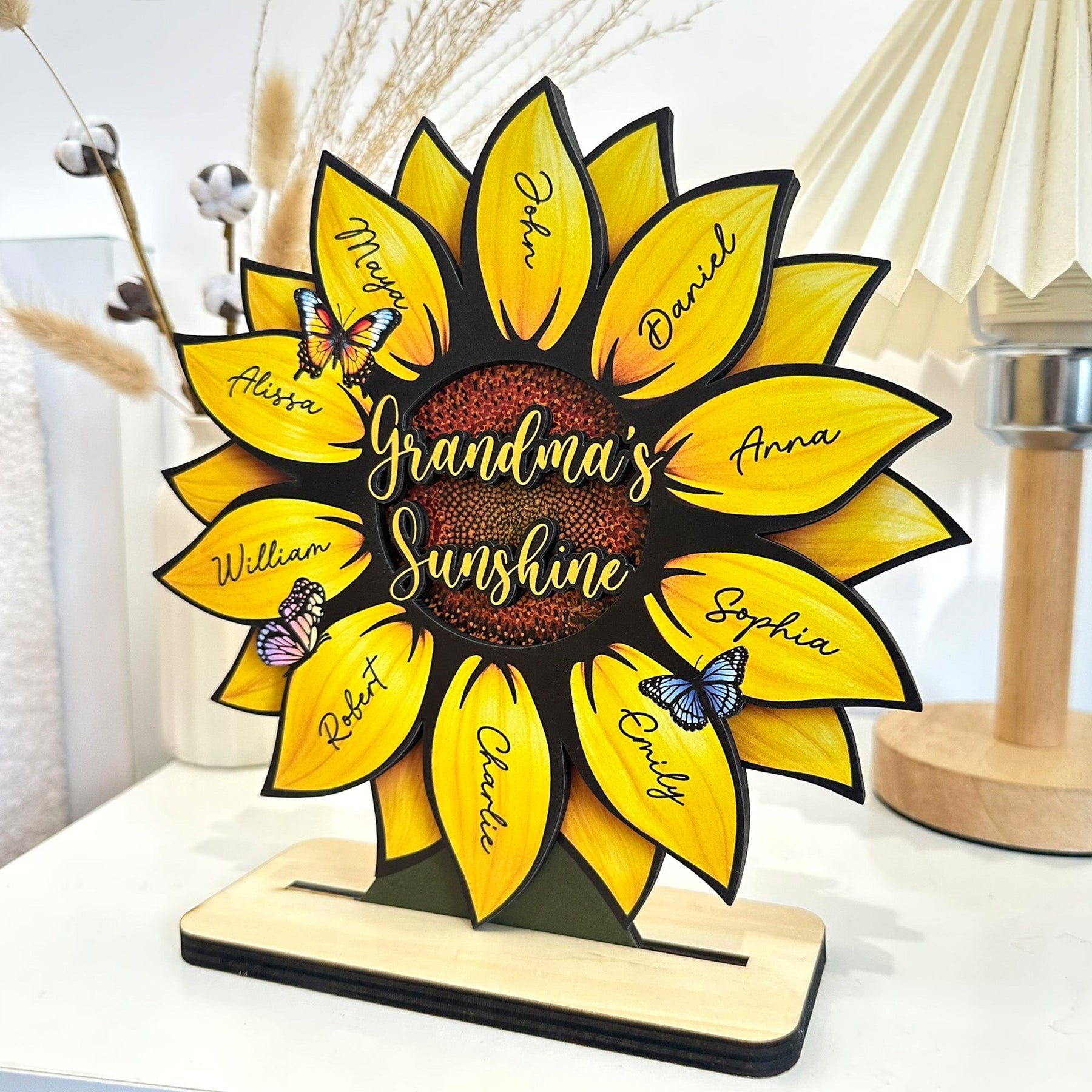 Grandma's Sunshine, Grandma's Garden Sunflowers For Nana, Mimi, Gigi - Personalized Wooden Plaque