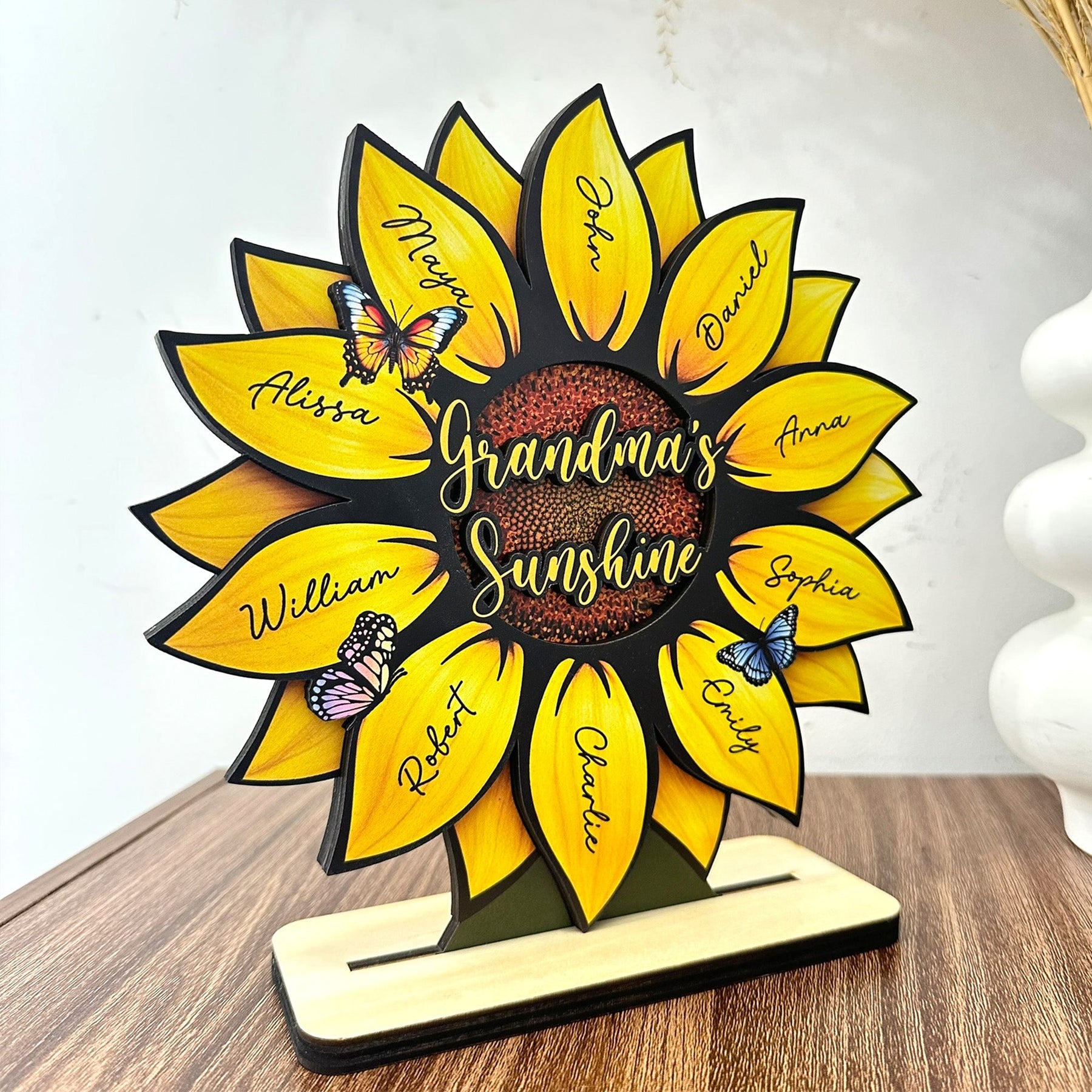 Grandma's Sunshine, Grandma's Garden Sunflowers For Nana, Mimi, Gigi - Personalized Wooden Plaque