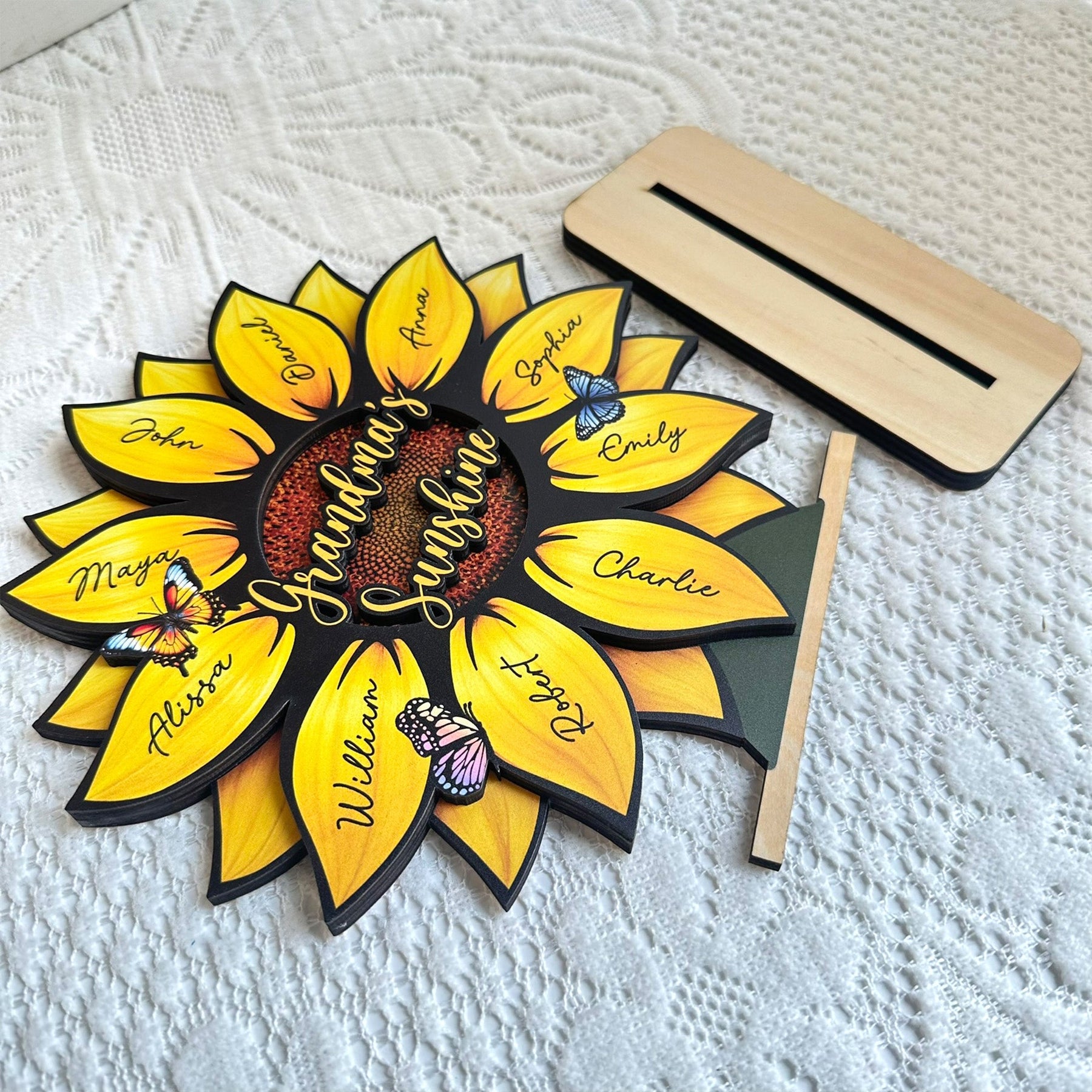 Grandma's Sunshine, Grandma's Garden Sunflowers For Nana, Mimi, Gigi - Personalized Wooden Plaque