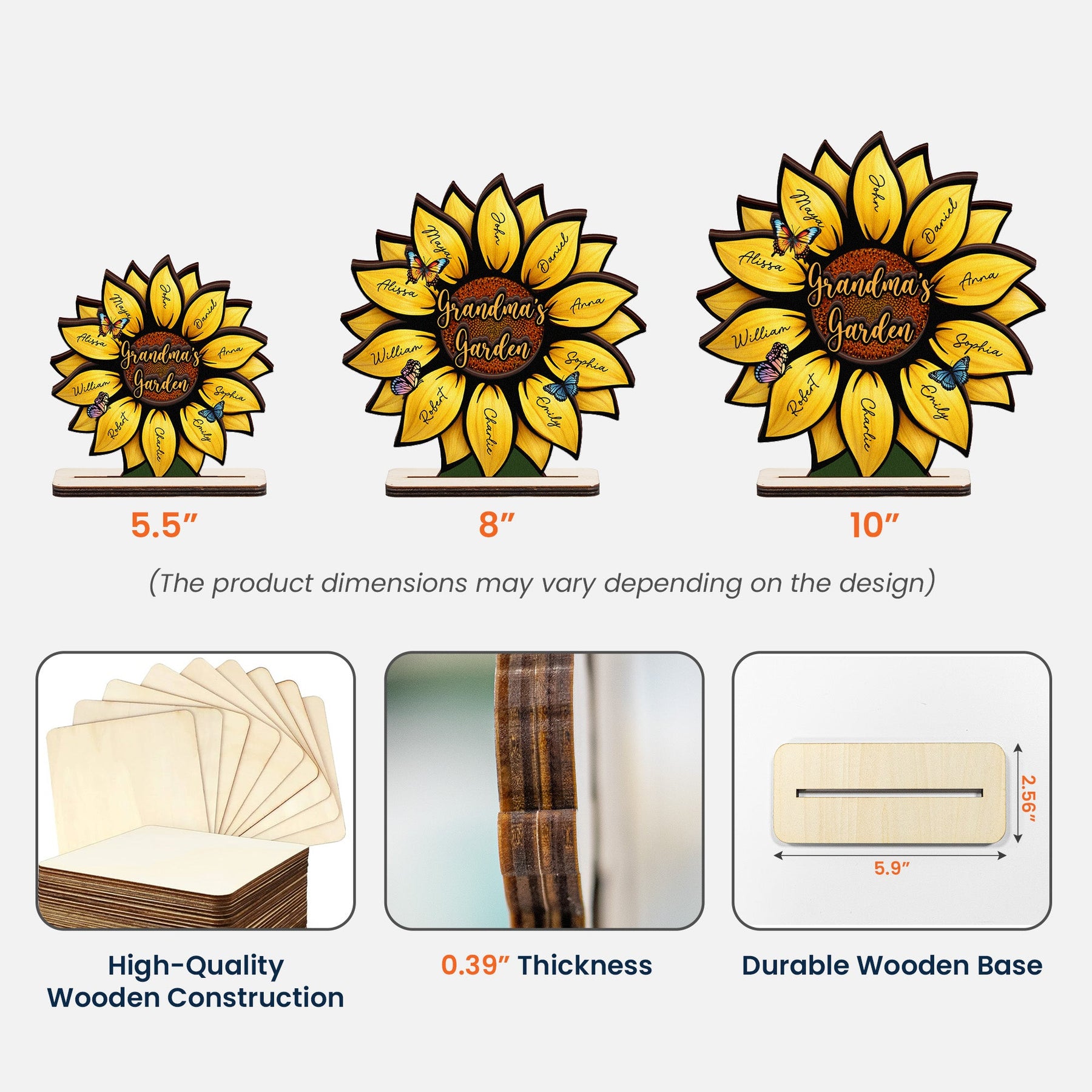 Grandma's Sunshine, Grandma's Garden Sunflowers For Nana, Mimi, Gigi - Personalized Wooden Plaque