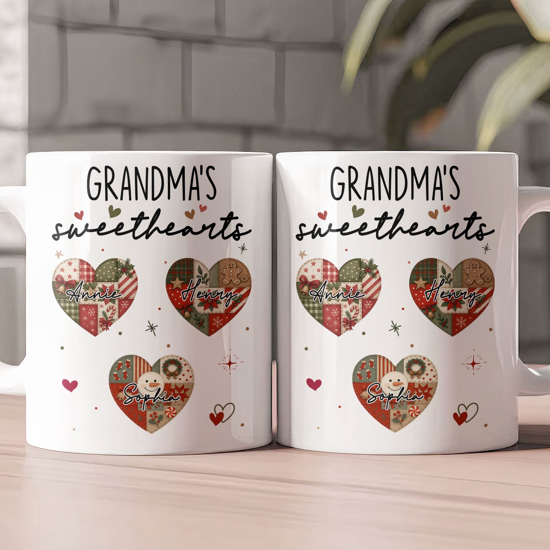 Grandma's Sweethearts Patchwork Print - Personalized Mug