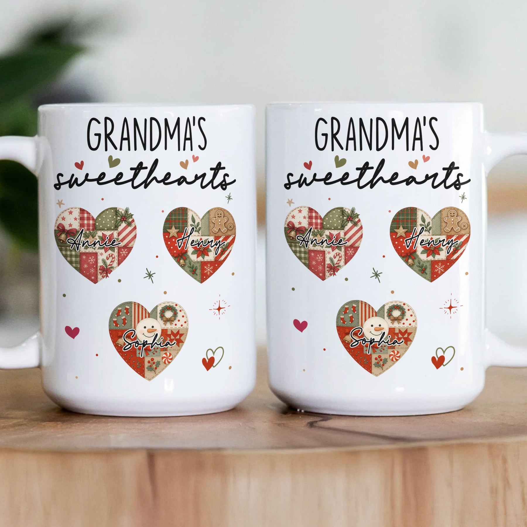 Grandma's Sweethearts Patchwork Print - Personalized Mug