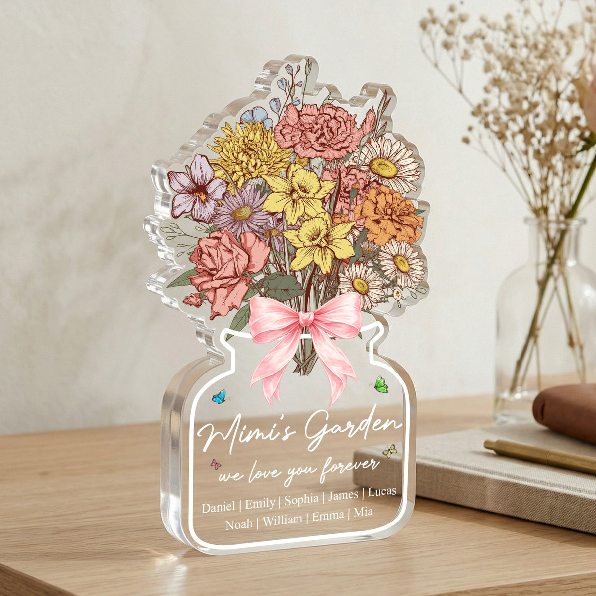 Grandma's Garden Family Birth Flower Bouquet Flowers Gifts For Mom, Grandma - Personalized Acrylic Plaque