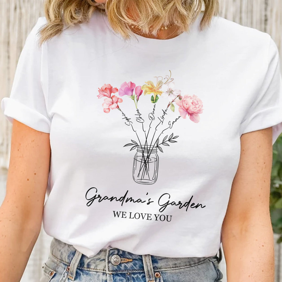 Grandma's Garden, Mimi's Garden, Gigi's Garden Custom With Grandkids' Birth Flowers - Personalized Shirt