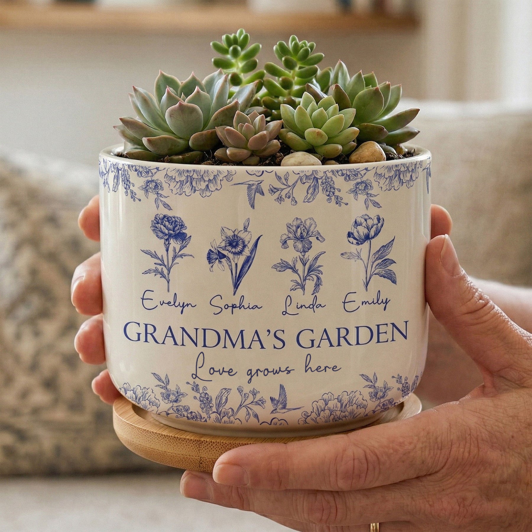 Grandma's Garden Love Grows Here Gift For Grandma - Personalized Ceramic Plant Pot