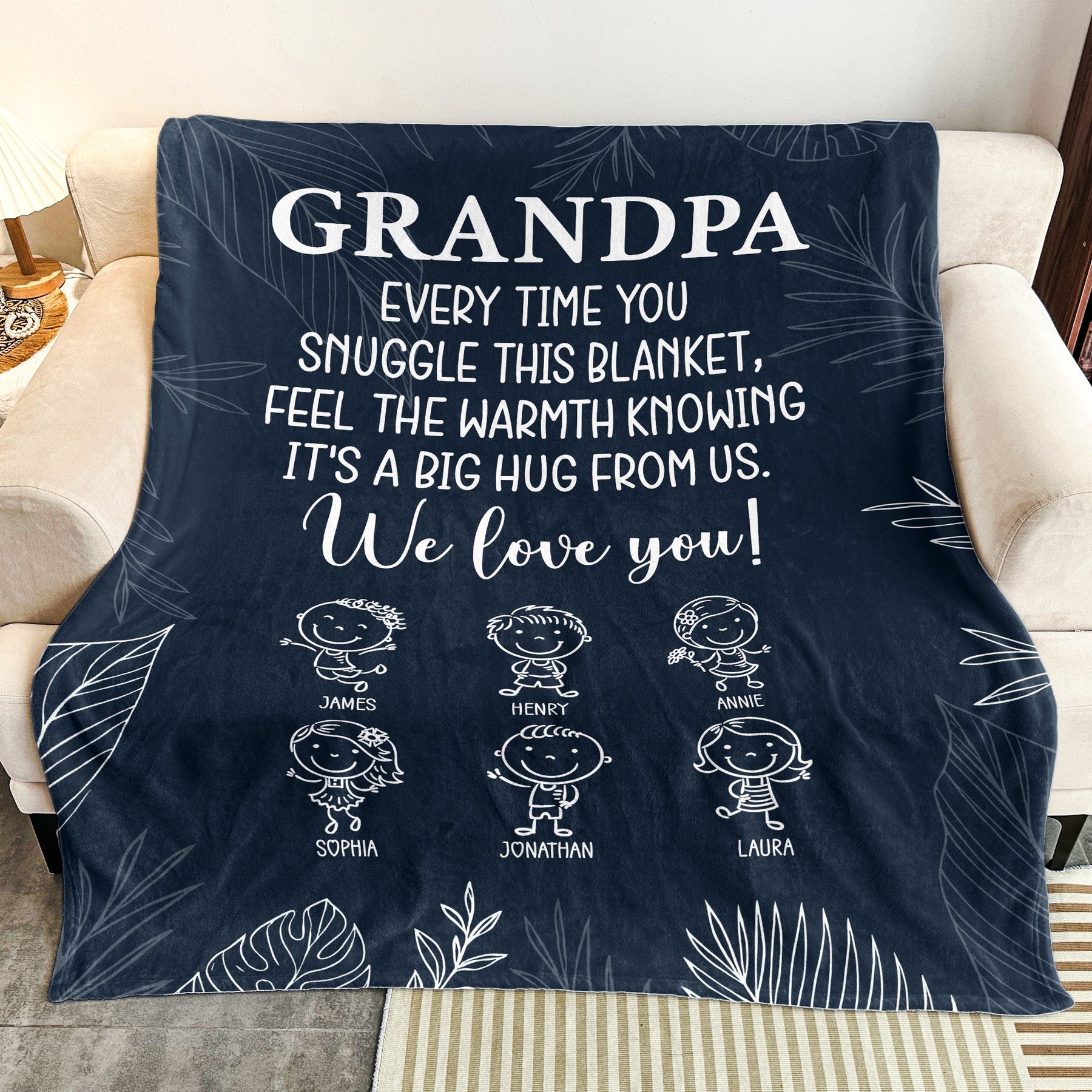 Grandpa From Doodle Grandkids - Personalized Blanket