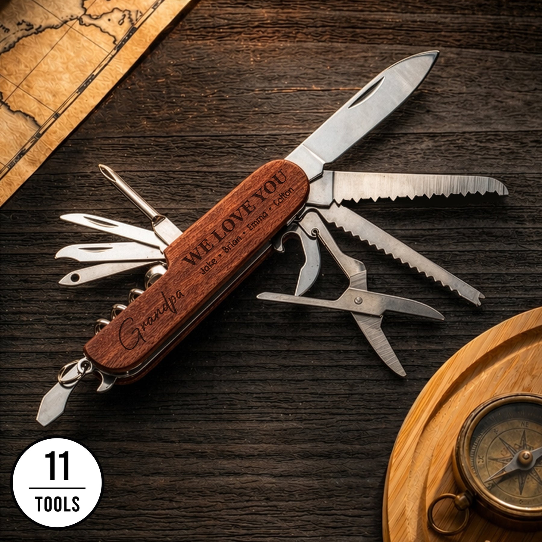 Mountain, Nature, Camping, Outdoor, Custom Name - Personalized Multi Tool Knife