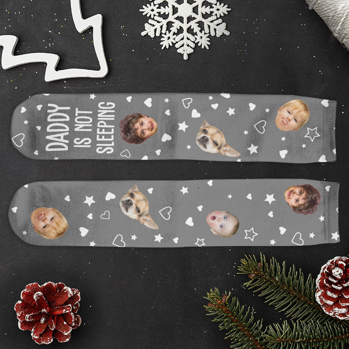 Grandpa, Dad Not Sleeping, He Is Resting His Eyes - Personalized Photo Crew Socks