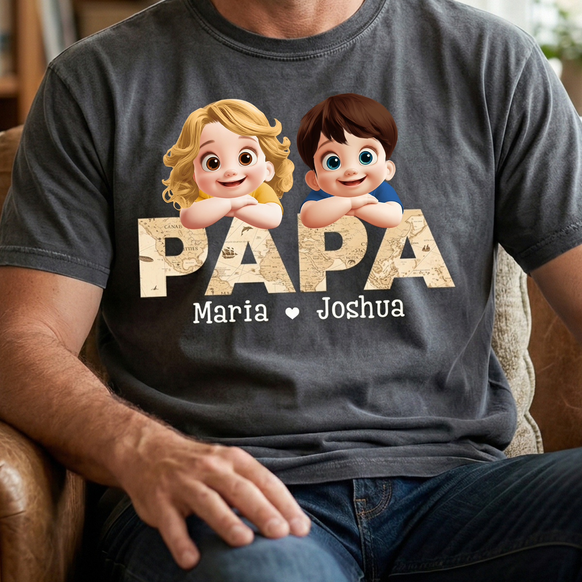 Grandpa Daddy Title With Pattern 3D - Personalized Shirt