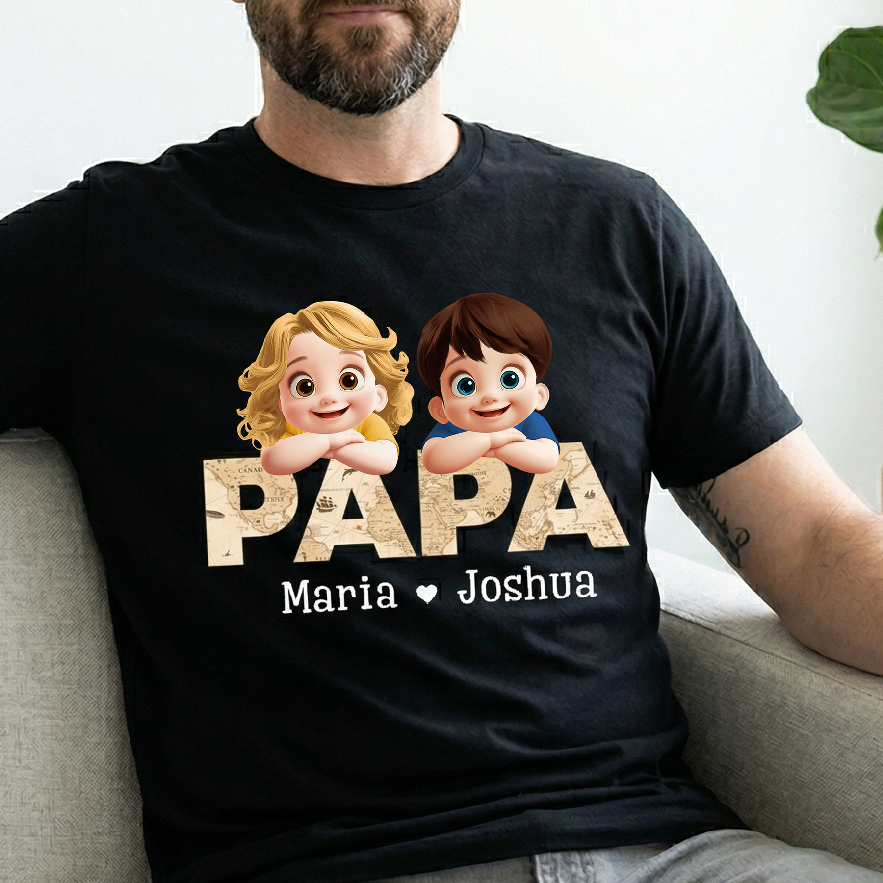 Grandpa Daddy Title With Pattern 3D - Personalized Shirt