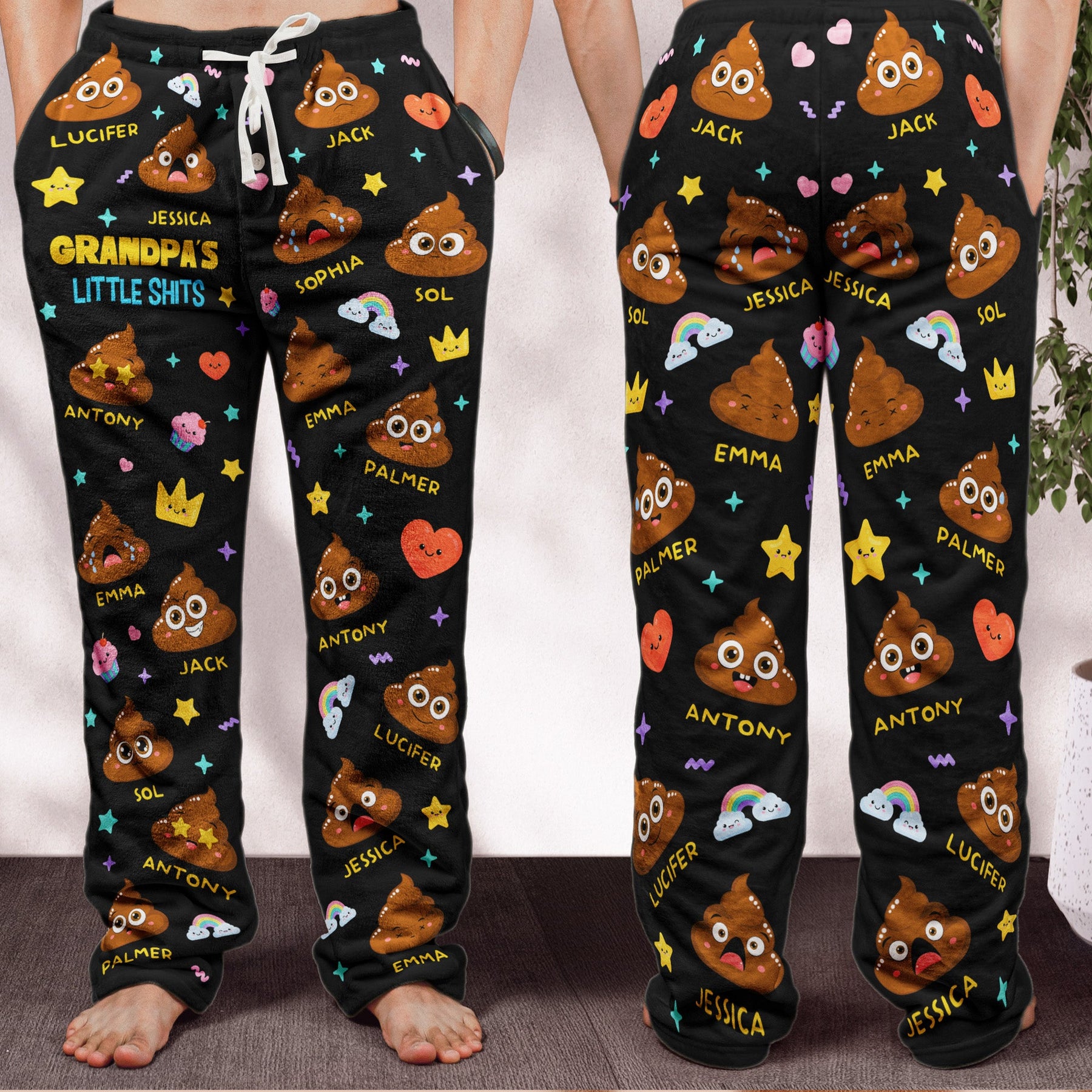 Grandpa's Little Shit - Personalized Fleece Pajama Pants