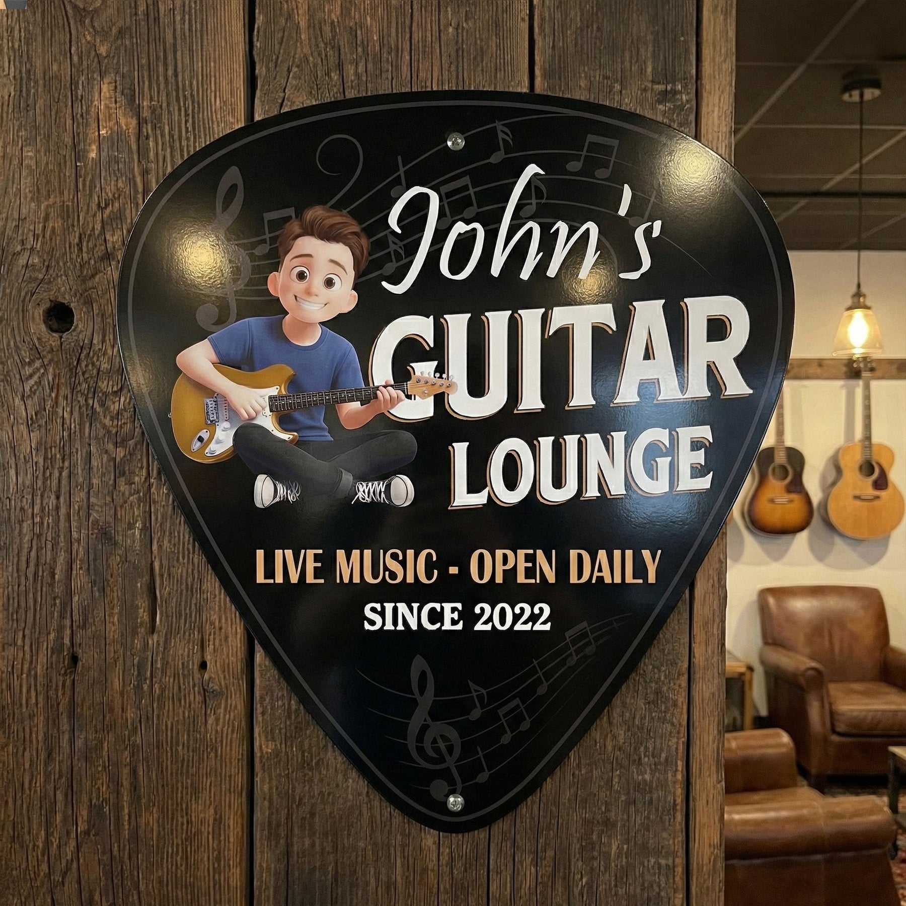 Guitar Lounge - Personalized Metal Sign