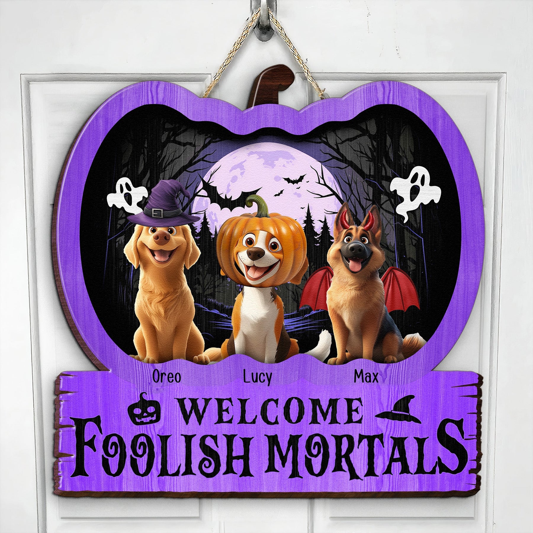 Halloween New Version Welcome Foolish Mortals - Personalized Custom Shaped Wood Sign