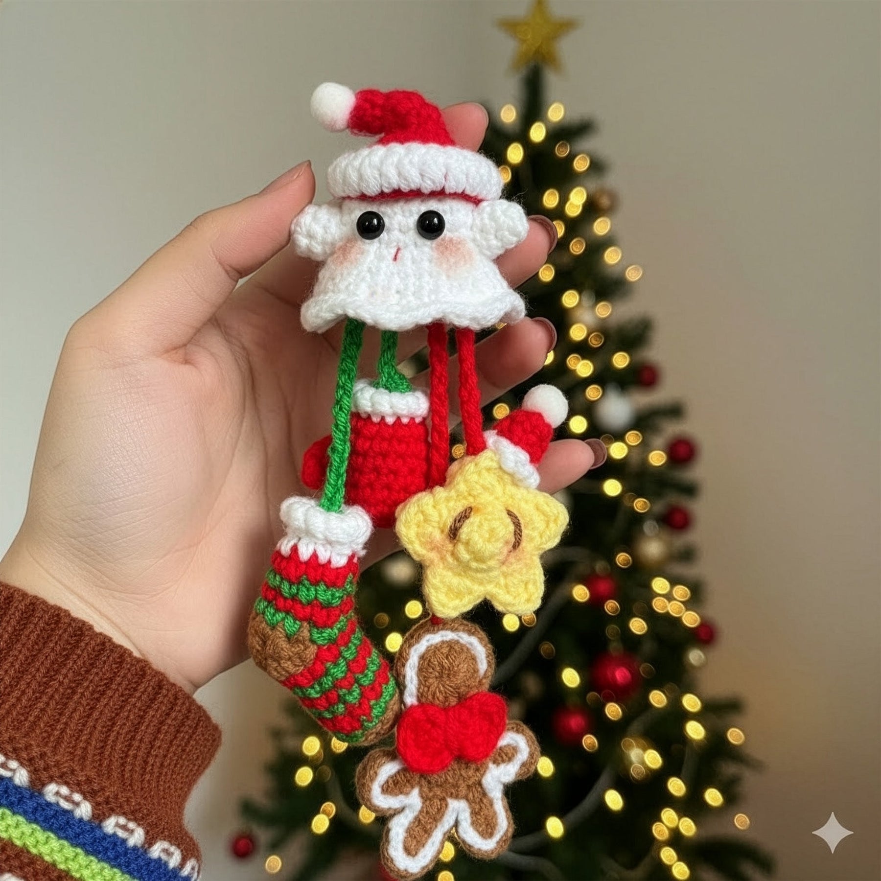 Handmade Christmas Boo Hanging Decor - Personalized Crochet Ornament