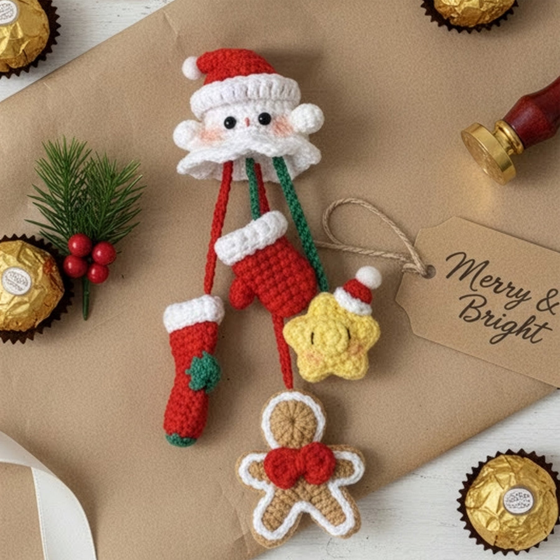 Handmade Christmas Boo Hanging Decor - Personalized Crochet Ornament