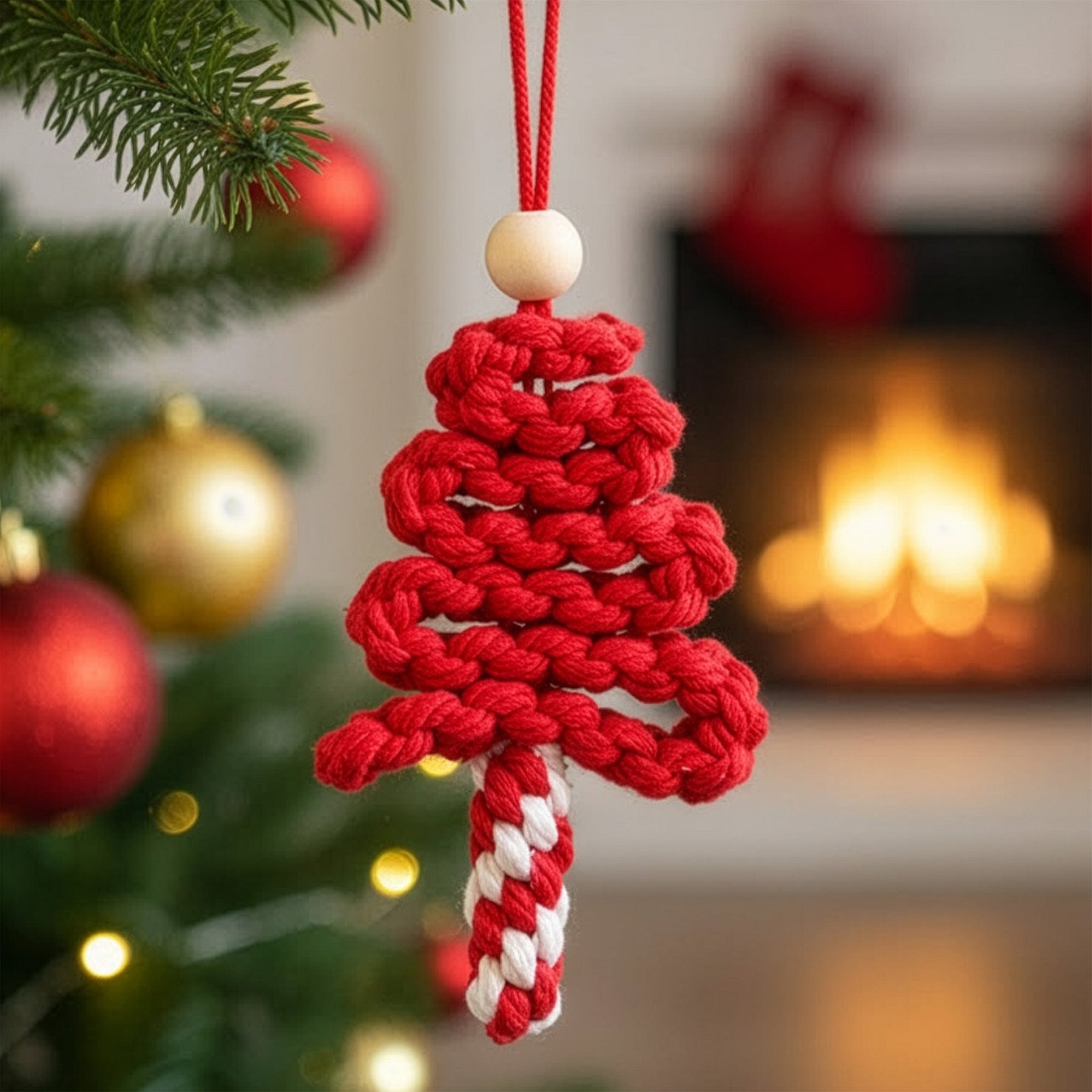 Handmade Chunky Yarn Christmas Tree - Personalized Crochet Ornament