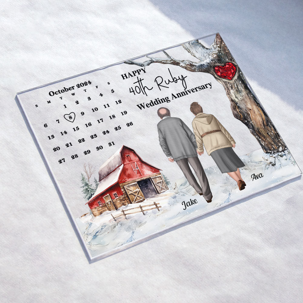 Happy Anniversary - Personalized Acrylic Plaque - Calendar