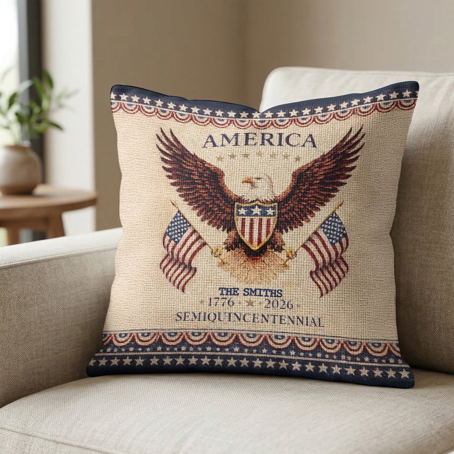 Happy Birthday America 250th Semiquincentennial Patriotic - Personalized Pillow Cover