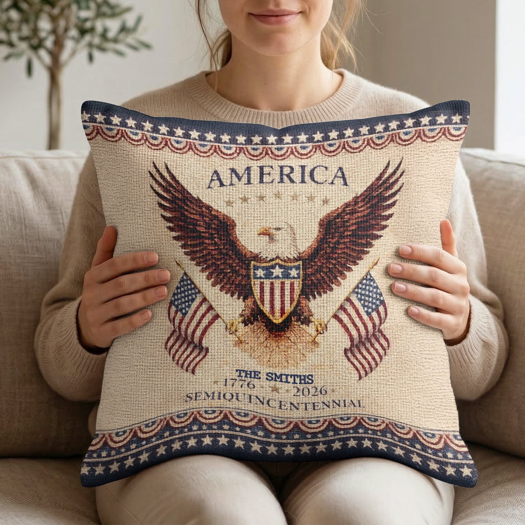 Happy Birthday America 250th Semiquincentennial Patriotic - Personalized Pillow Cover