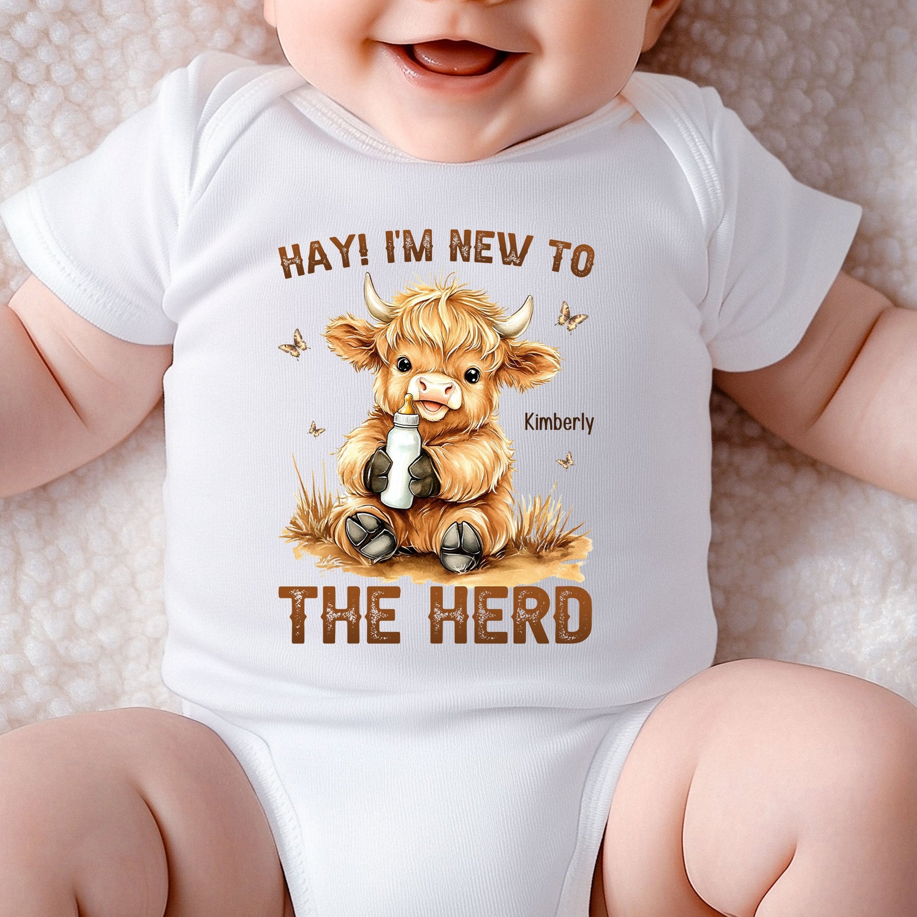 Hay I'm New To The Herd - Personalized Baby Bodysuit