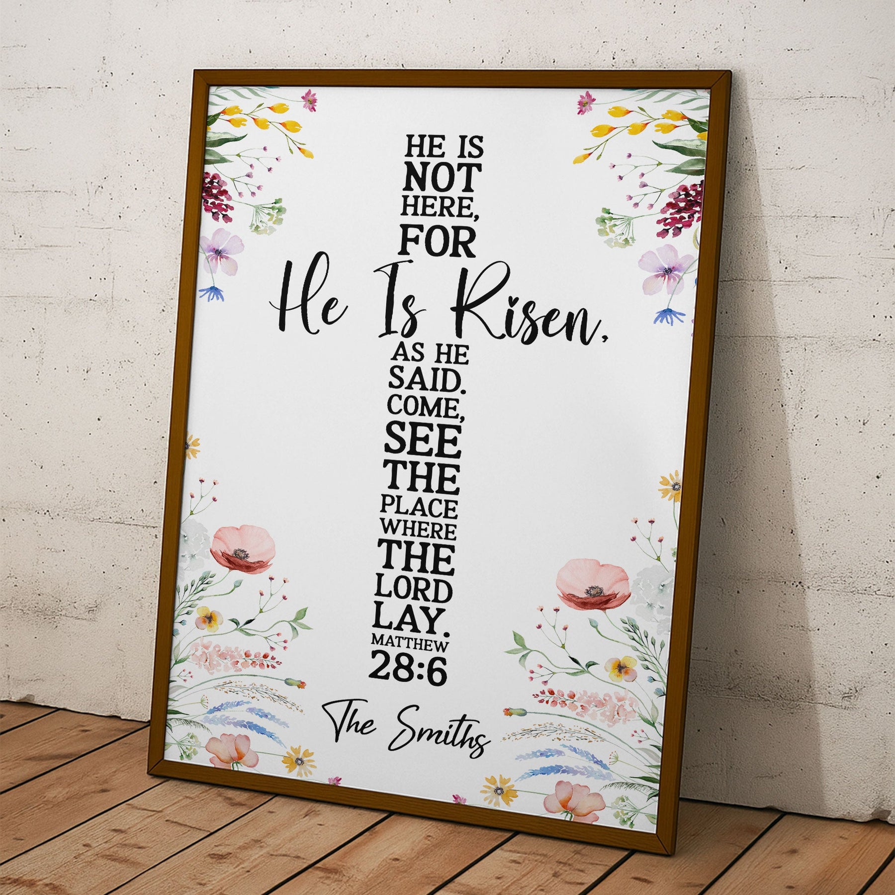 He Is Risen As He Said Easter Decor Cross Flower - Personalized Poster