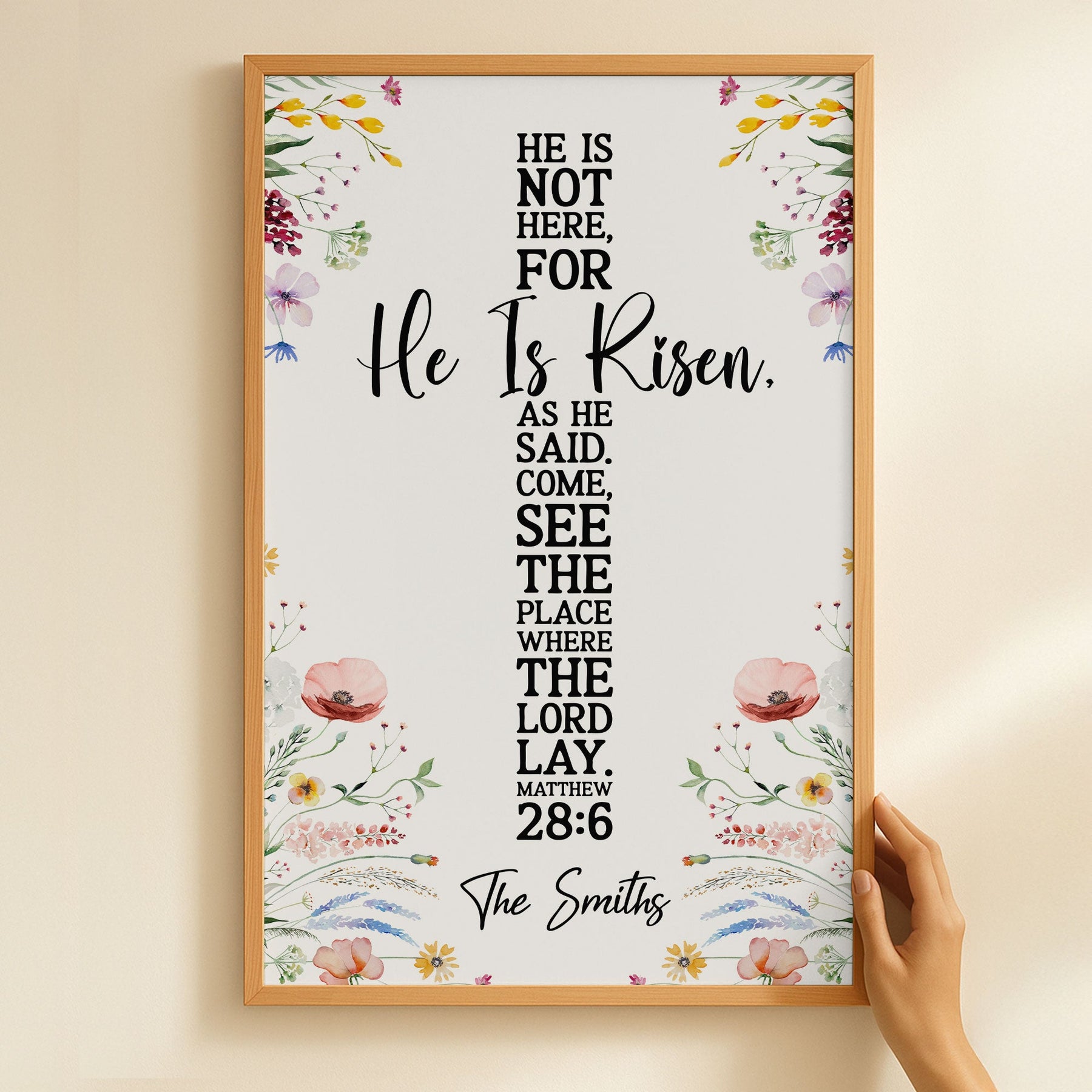 He Is Risen As He Said Easter Decor Cross Flower - Personalized Poster