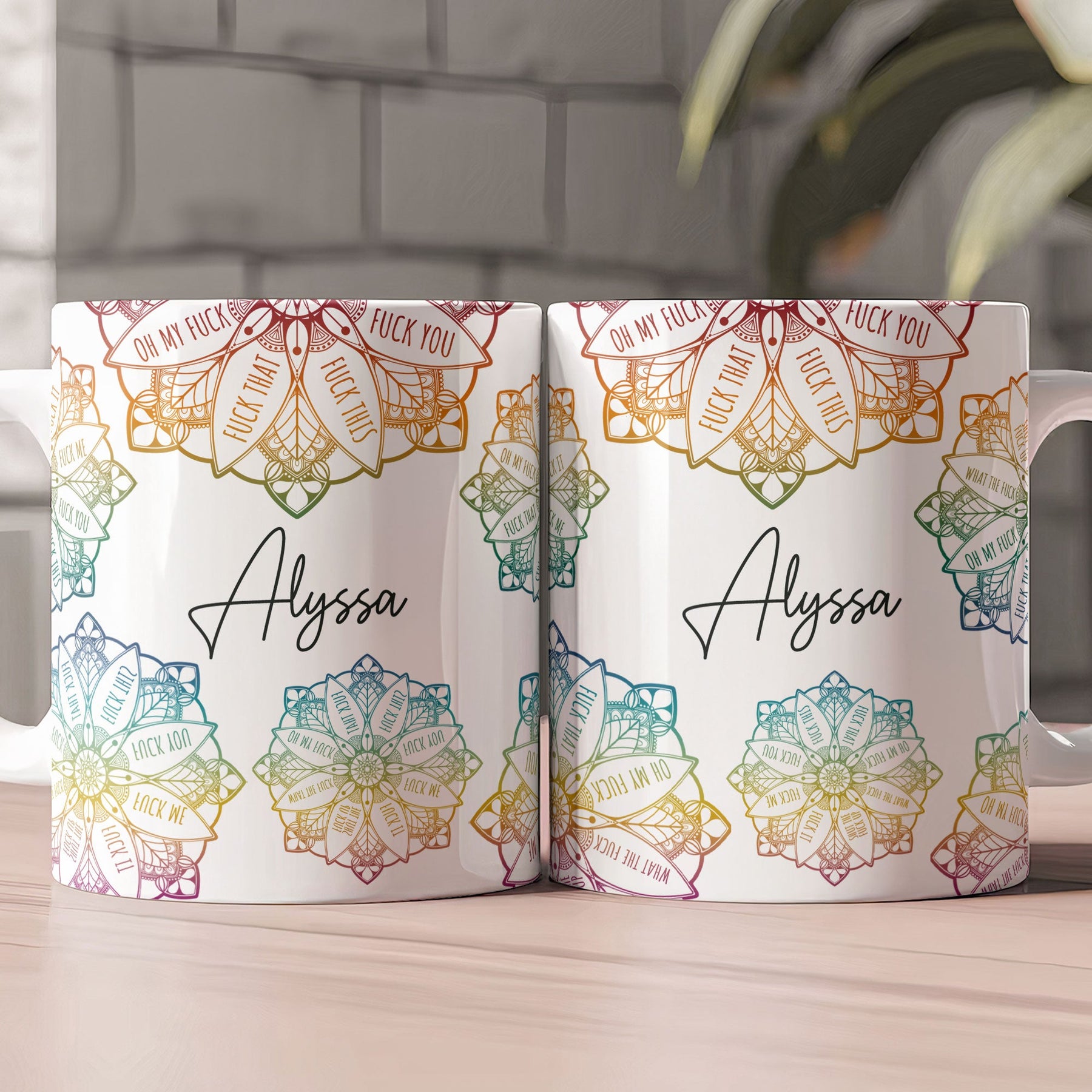 Hidden Swear Words Affirmations Mandala - Personalized Mug