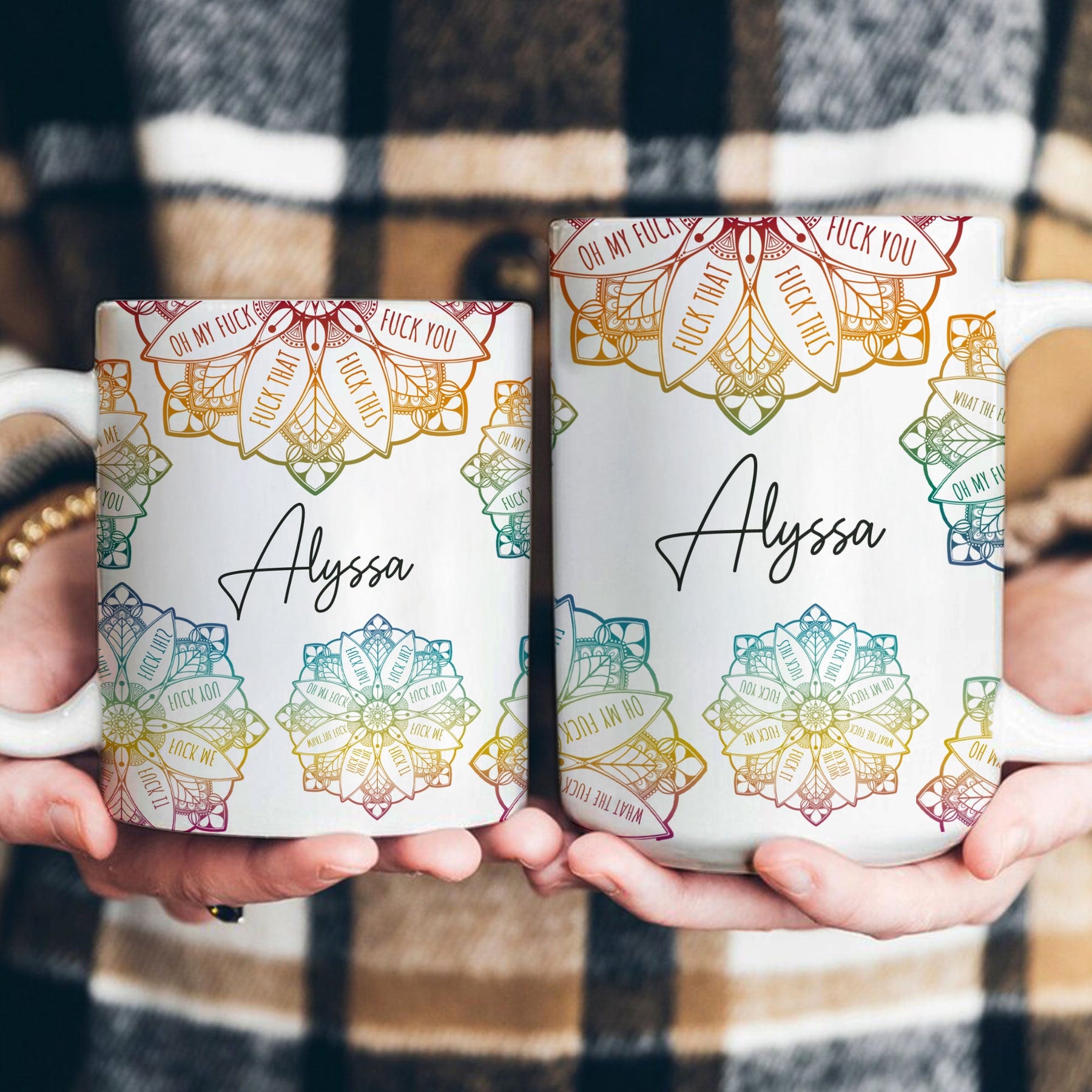 Hidden Swear Words Affirmations Mandala - Personalized Mug
